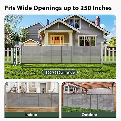 Miniatura 2 de Puertas retráctiles extra anchas de 250 pulgadas, puerta grande reforzada para bebés de 21 pies, puertas retráctiles para mascotas para amplias