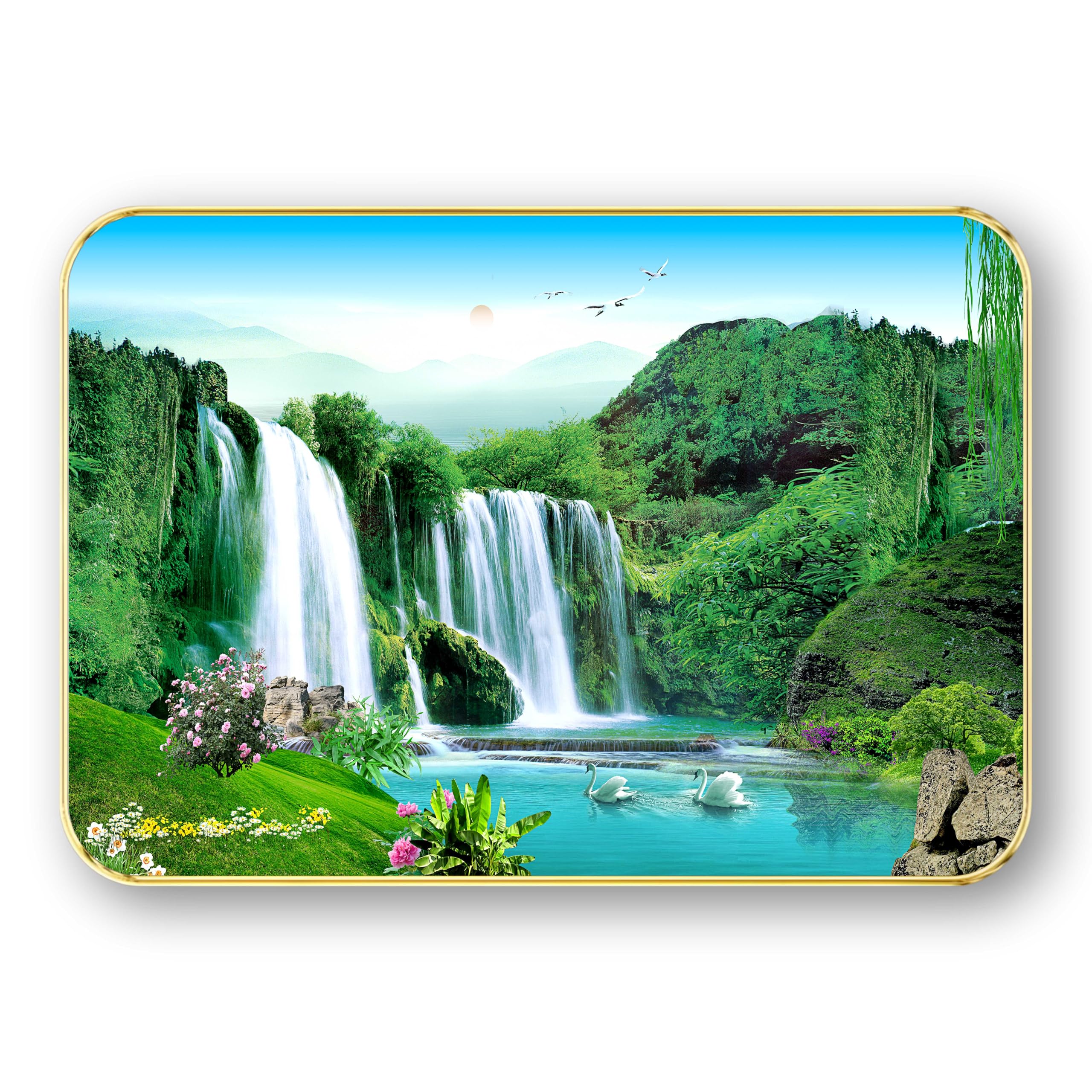 Waterfall Painting - Modern Art with Sparkle Finish -12 Waterfall Painting - Modern Art with Sparkle Finish -12