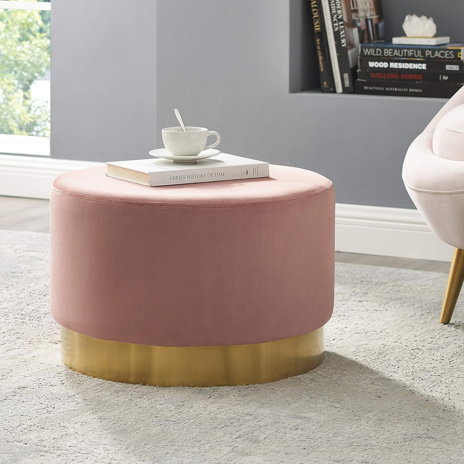 Color Purple WZ Ottomans Footstool Upholstered Ottoman Round Pouffe