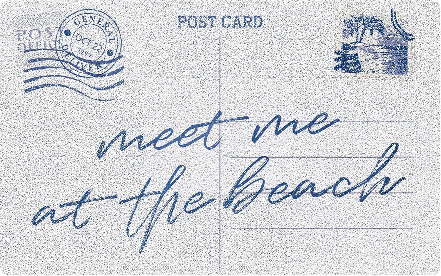 NATSUNO Meet Me at The Beach Door Mat, Trendy Retro Blue Coastal Beach Doormat Indoor Outdoor Entrance Porch, Nautical Welcome Mats for Front Door, Ocean Bathmat for Bathroom, 17x30 Inches