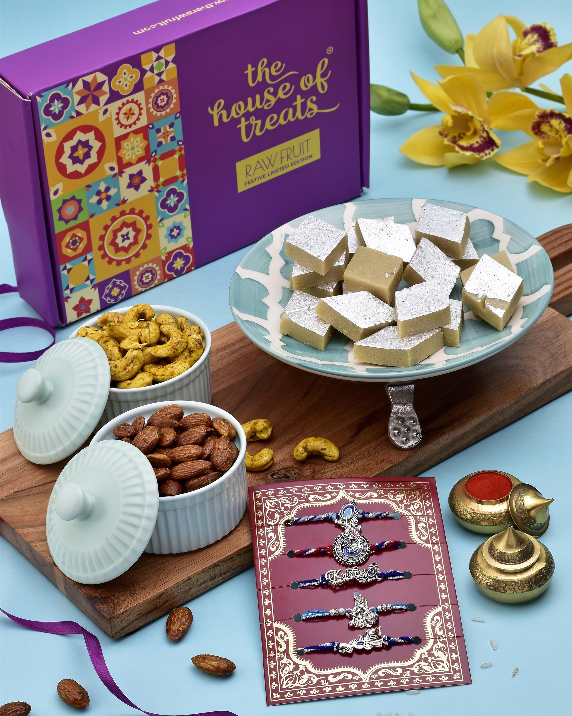 HYPERFOODS Rakhi Hamper For Brother Rakhi Set Of 5 Dry Fruits Combo Pack Rakhi With Sweets Rakhi Combo With Sweets Roasted Cashew Almond Kaju Katli Krishna Rakhi Set Of 5 (B0CD4CZK1F) Amazon Price History, Amazon Price Tracker