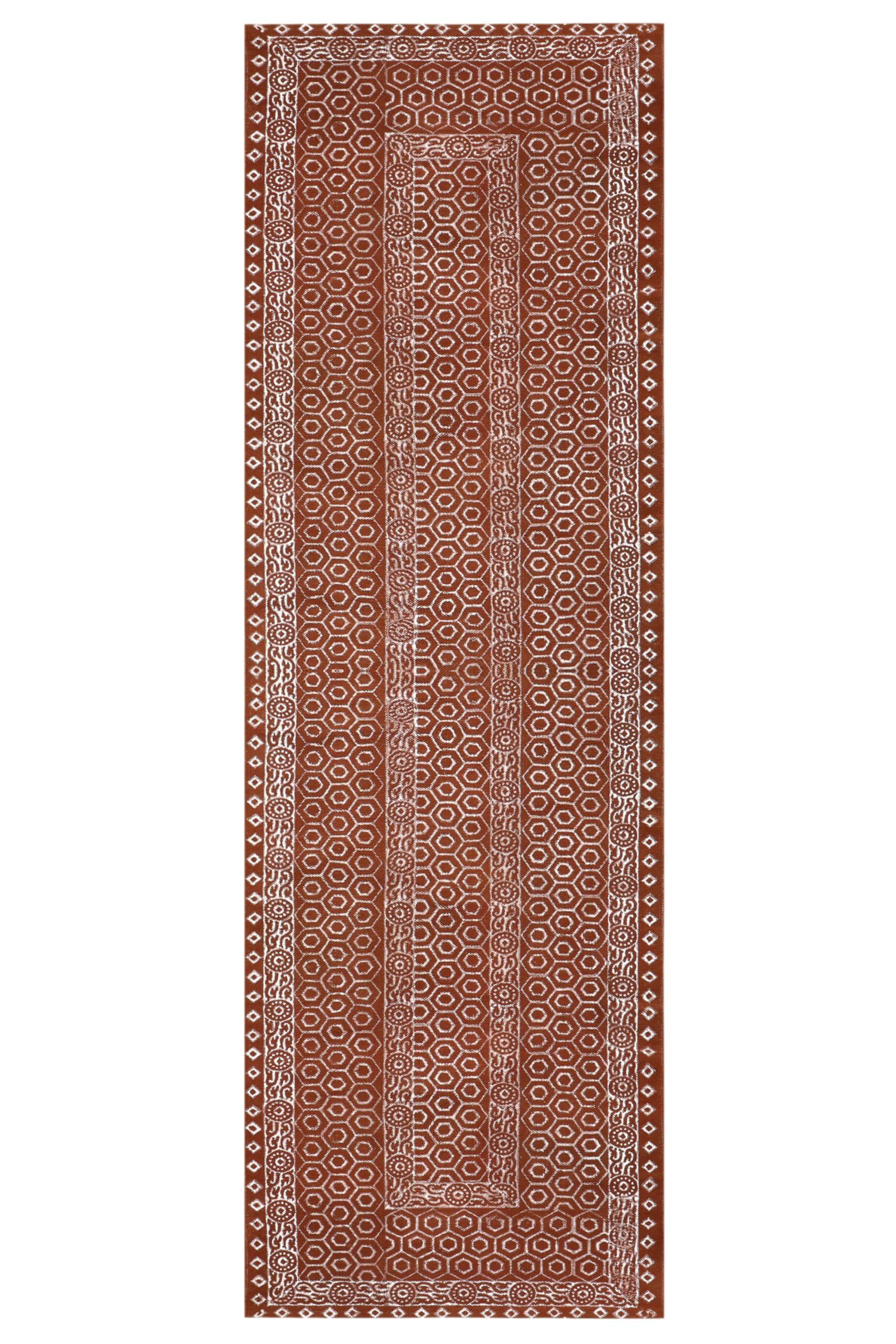 Tapis kilim en coton 2,3x25,4 cm dhurrie marron et blanc lavable