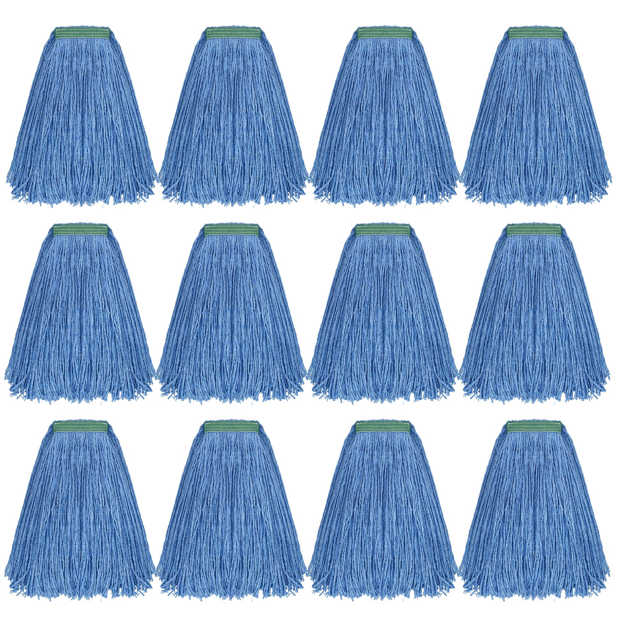 MATTHEW CLEANING - Juego de 12 trapeadores de algodón de 16 onzas, repuestos de fregona de cuerda de algodón resistente, mezcla de diadema universal, repuesto de cabezal de fregona para el hogar, uso