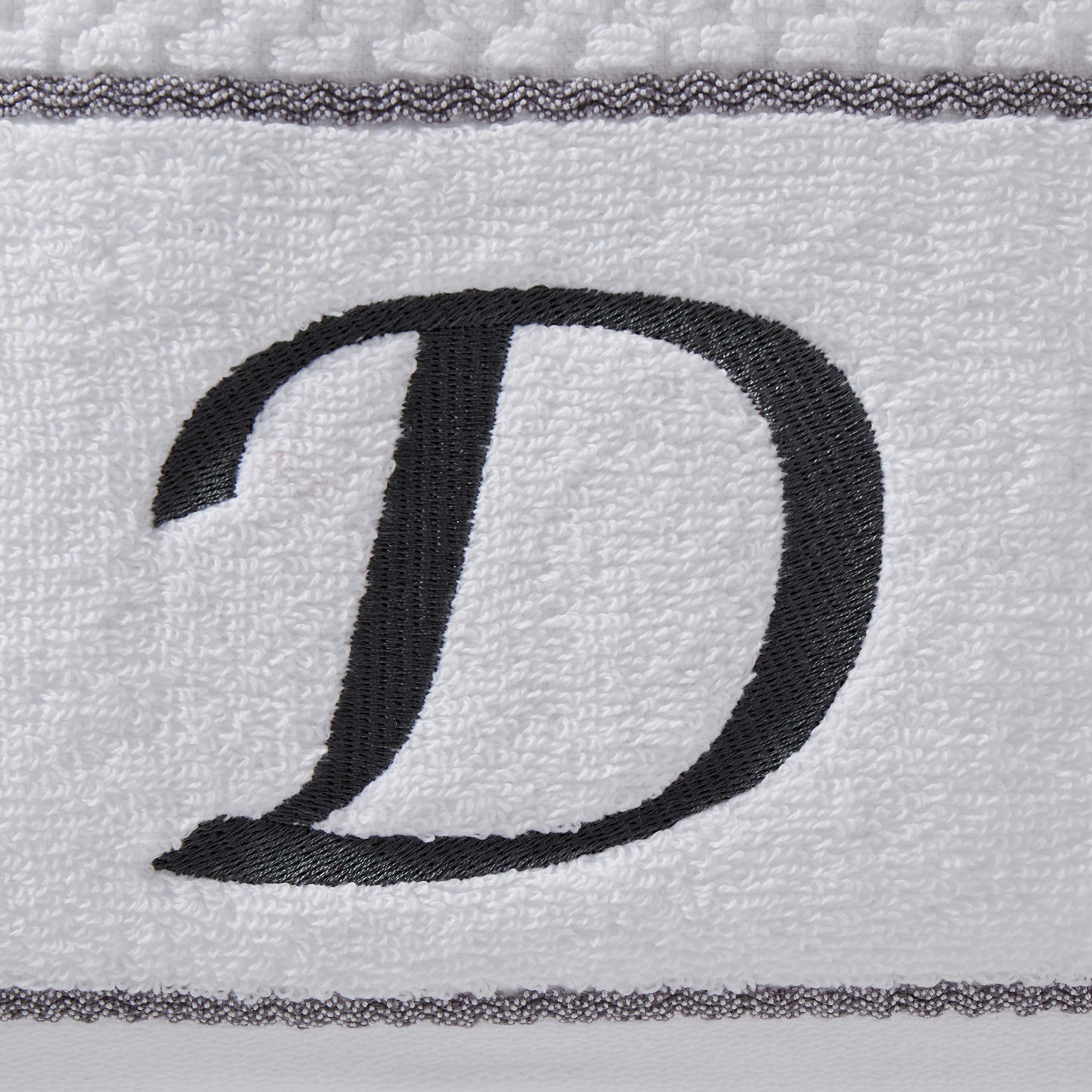 SKL Home by Saturday Knight Ltd. Monogram D - Juego de Toallas de baño y Manos, Color Blanco, Paquete de 4
