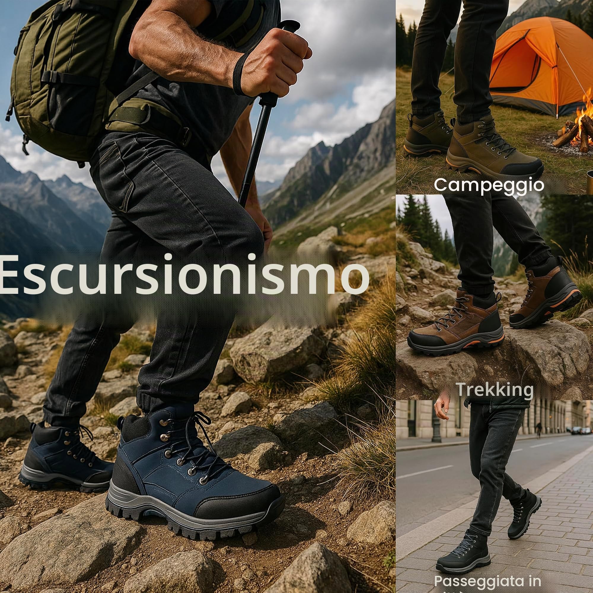 JOMIX Scarpe Trekking Uomo Invernali Antiscivolo Scarponcini da Montagna Hiking Outdoor Leggeri e Resistenti Scarpe Uomo Caviglia Alta per Escursionismo Campeggio e Casual