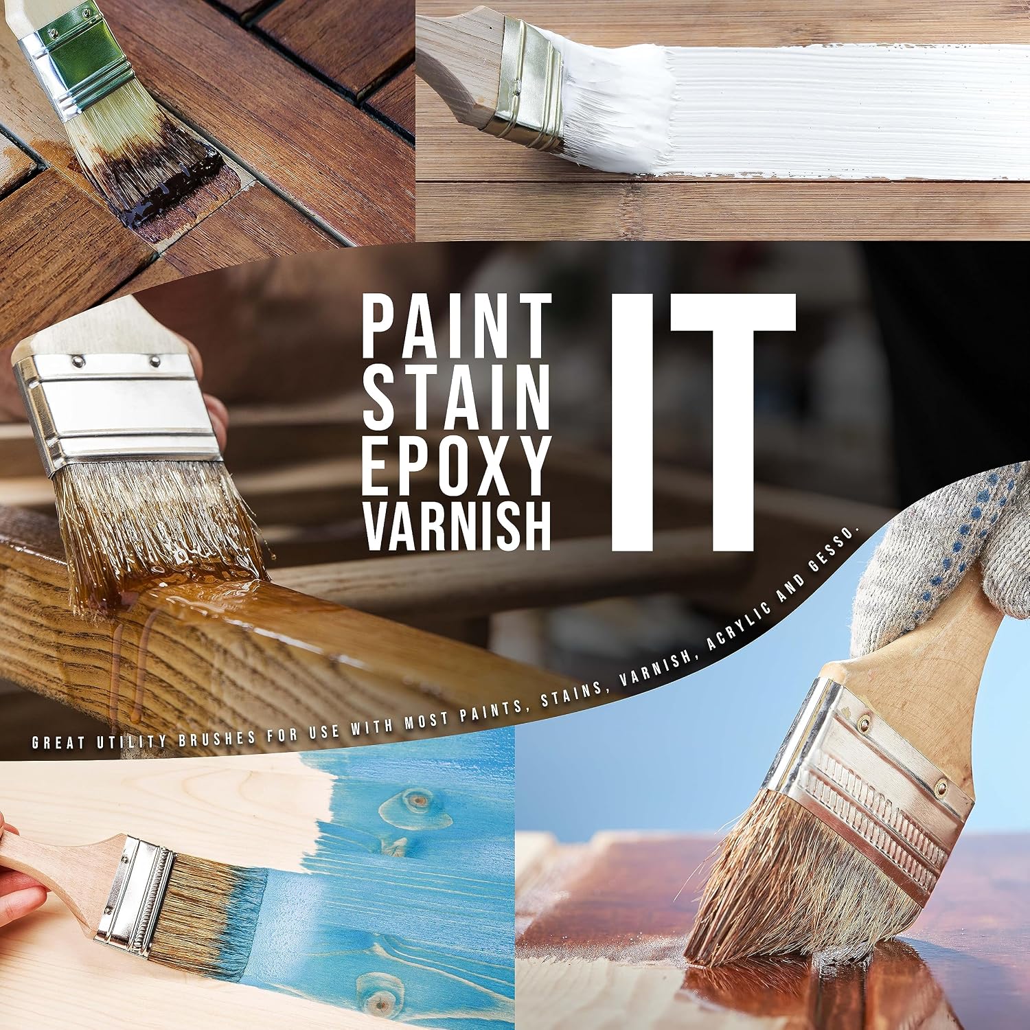U.S. Art Supply 72 Pack of 1 inch Paint and Chip Paint Brushes for Paint, Stains, Varnishes, Glues, and Gesso