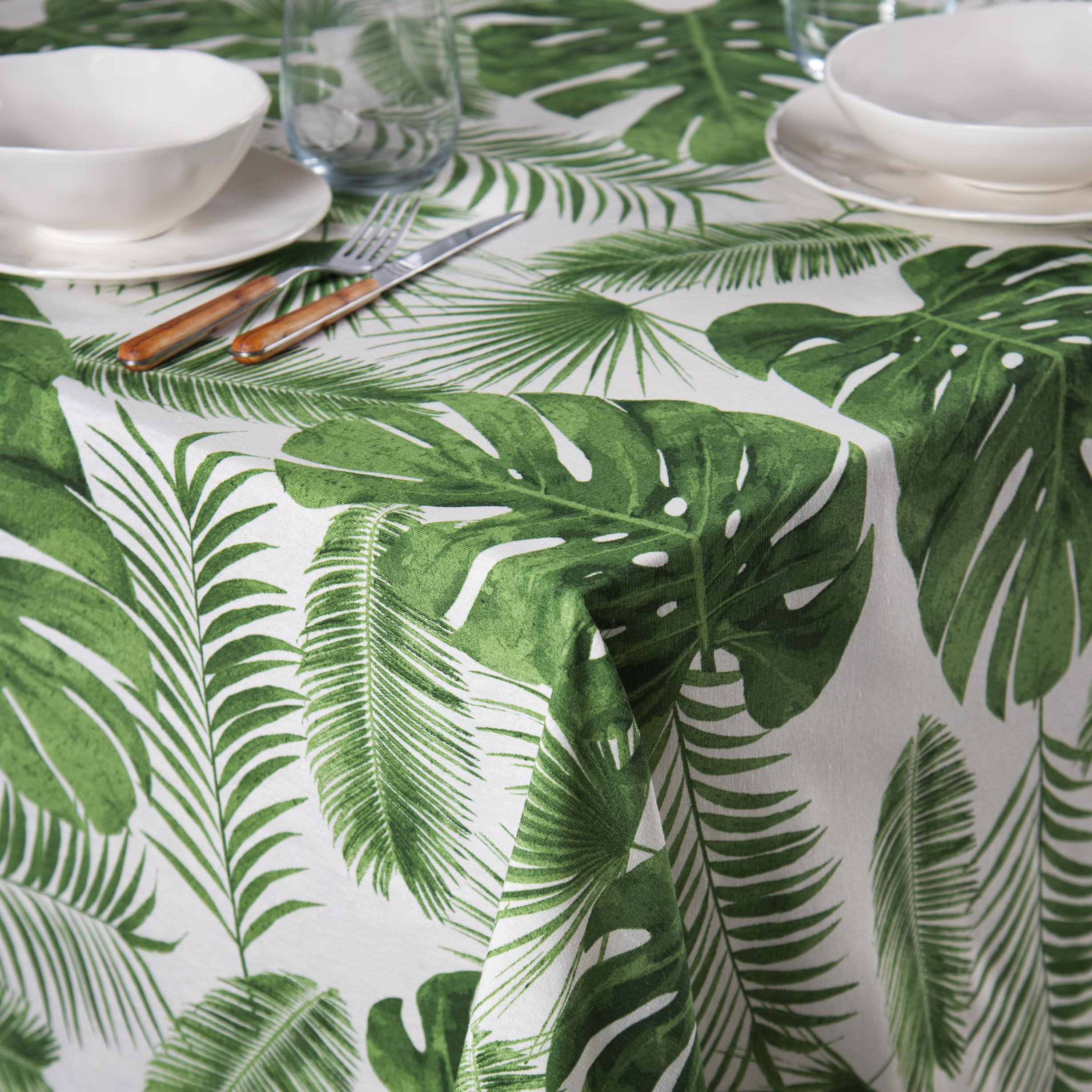 Nappe anti-tache Excelsa Foliage 140x180 cm facile à laver pour repas festif