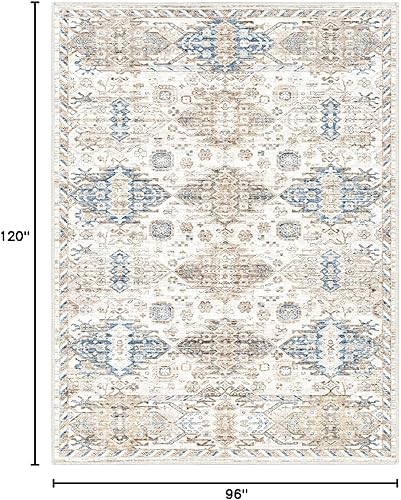 Miniatura 9 de SONGLET Alfombras de área de 8 x 10 pies para sala de estar, alfombras lavables, con parte trasera antideslizante, alfombra beige para debajo de la