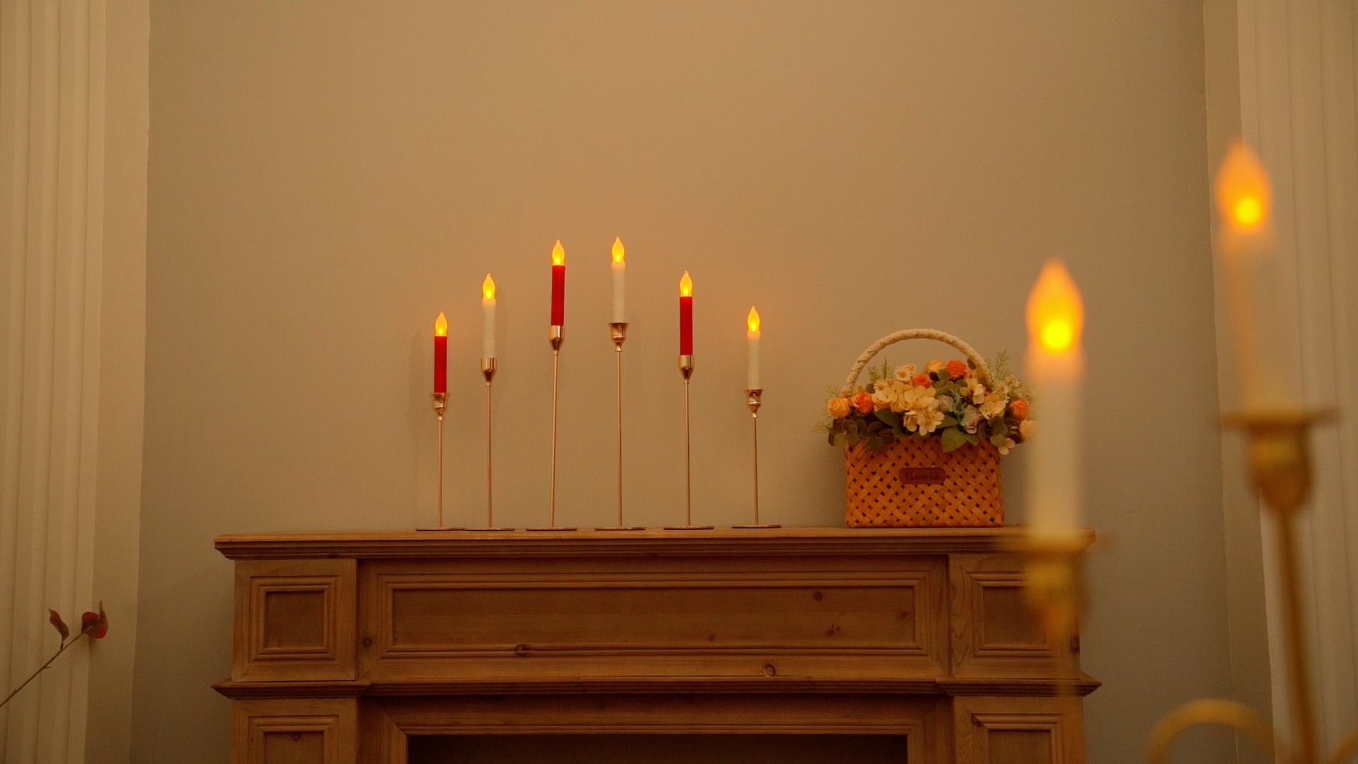 Image of Macarrie 60 Flickering LED Taper Candles, Black Candle Yellow Light