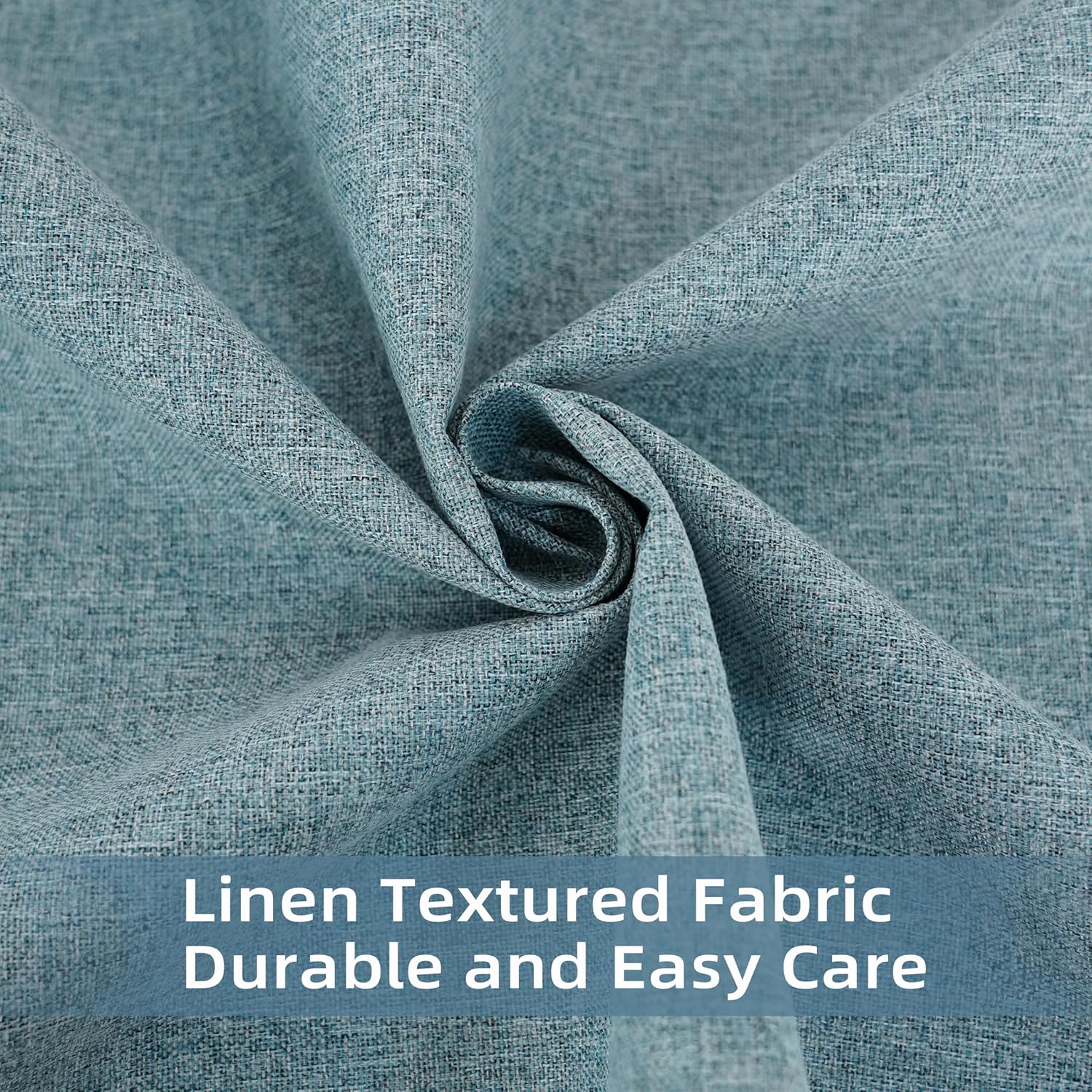 DriftAway Pinch Pleated 100% Blackout Linen Window Curtains for Living Room W42 by L84 Inch Long 2 panels Full Light Blocking Drapes for Bedroom Farmhouse Modern Rustic Thermal Insulated Blue Curtains