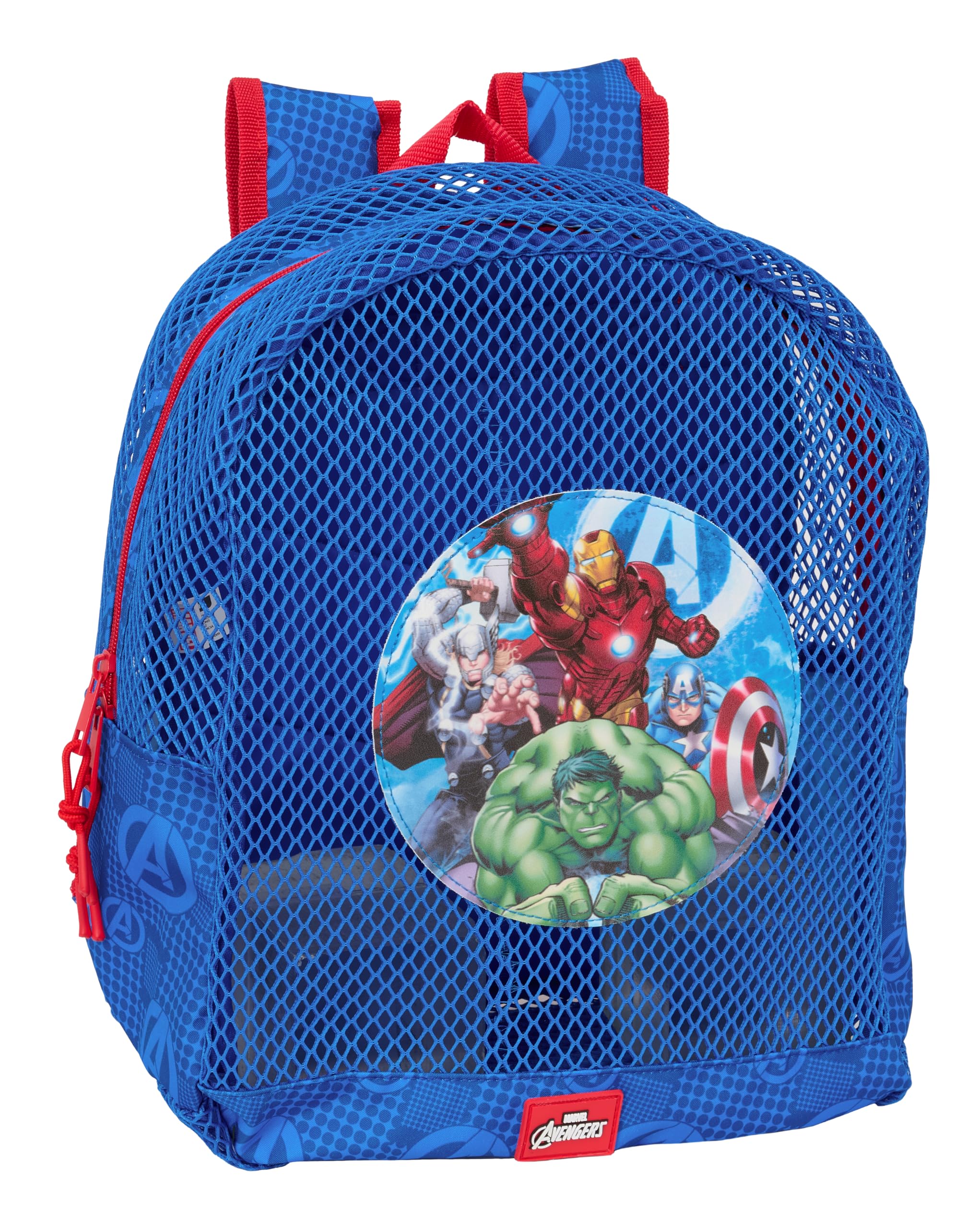 Safta AVENGERS - Mochila Infantil de Playa, Anti Arena, con Asas, Fácil Limpieza, Ideal para Niños de Diferentes Edades, Cómoda y Versátil, 32x12x38 cm