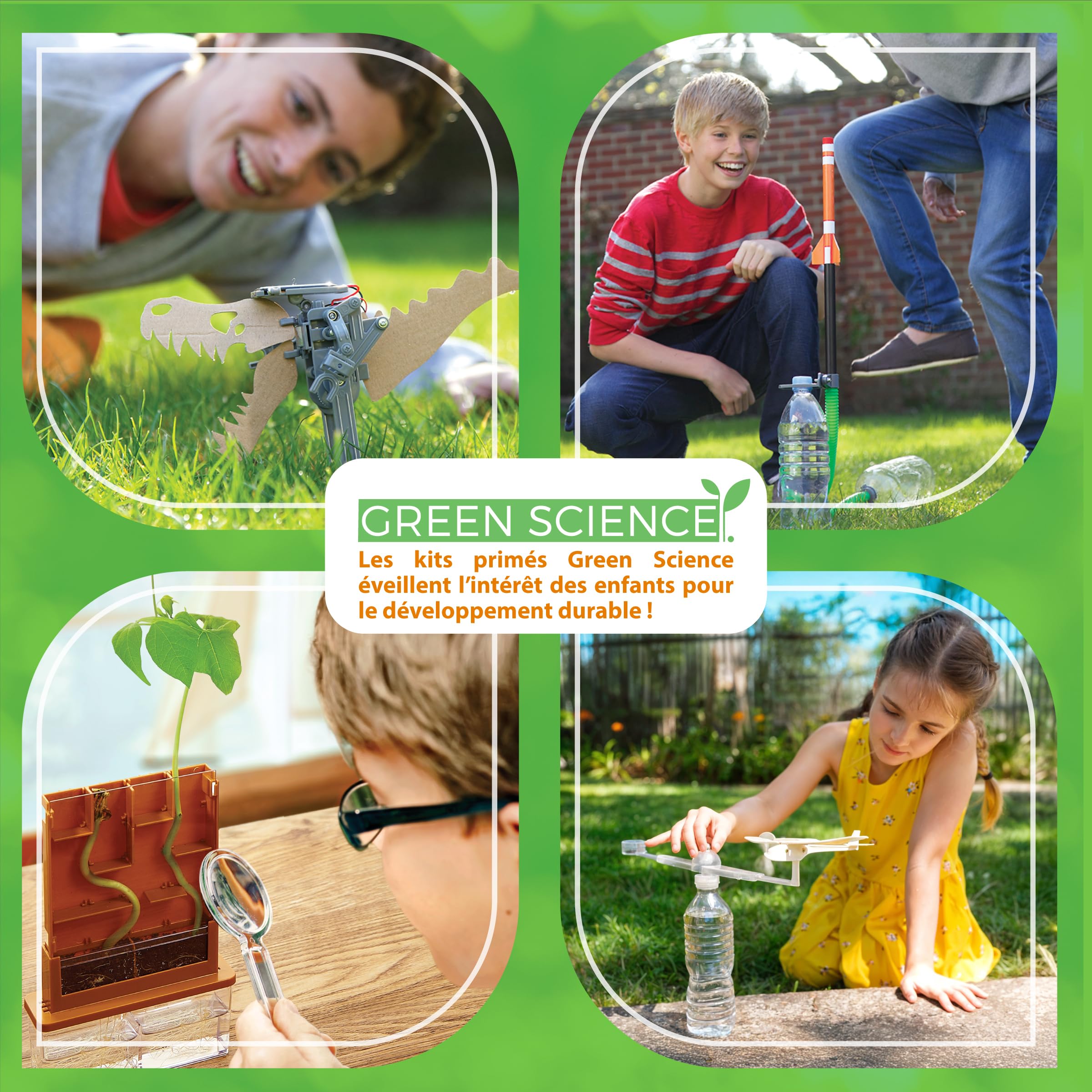 4M Kidzlabs GREEN SCIENCE: ROBOT SOLAIRE / EMBALLAGE F R A N C A I S, H14cm, à l'aide des panneaux solaires et un moteur le robot peut se déplacer, instructions détaillées incluses, boîte 24x22x6cm, 5+
