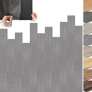 36 Stück Vinylboden PVC Bodenbelag 5 m², Selbstklebend Holz-Effekt Klebefliesen, Wasserfest & für Fußbodenheizung geeignet, Abmessung 91,44cm x 15,24cm x 2mm, Grau