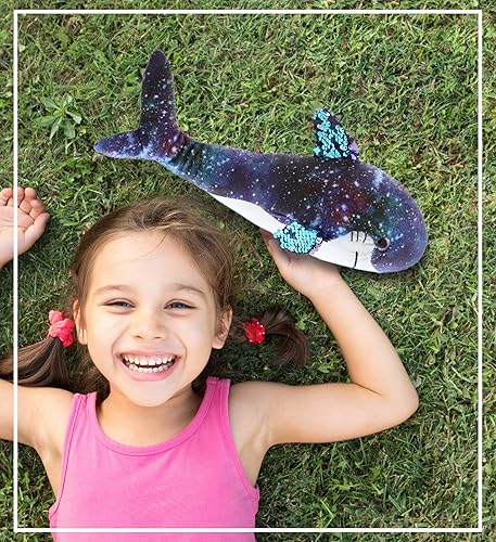 Miniatura 5 de DolliBu Shark Space - Peluche de lentejuelas abatibles de 12 pulgadas, con lentejuelas reversibles, abrazable, colorido juguete de peluche con