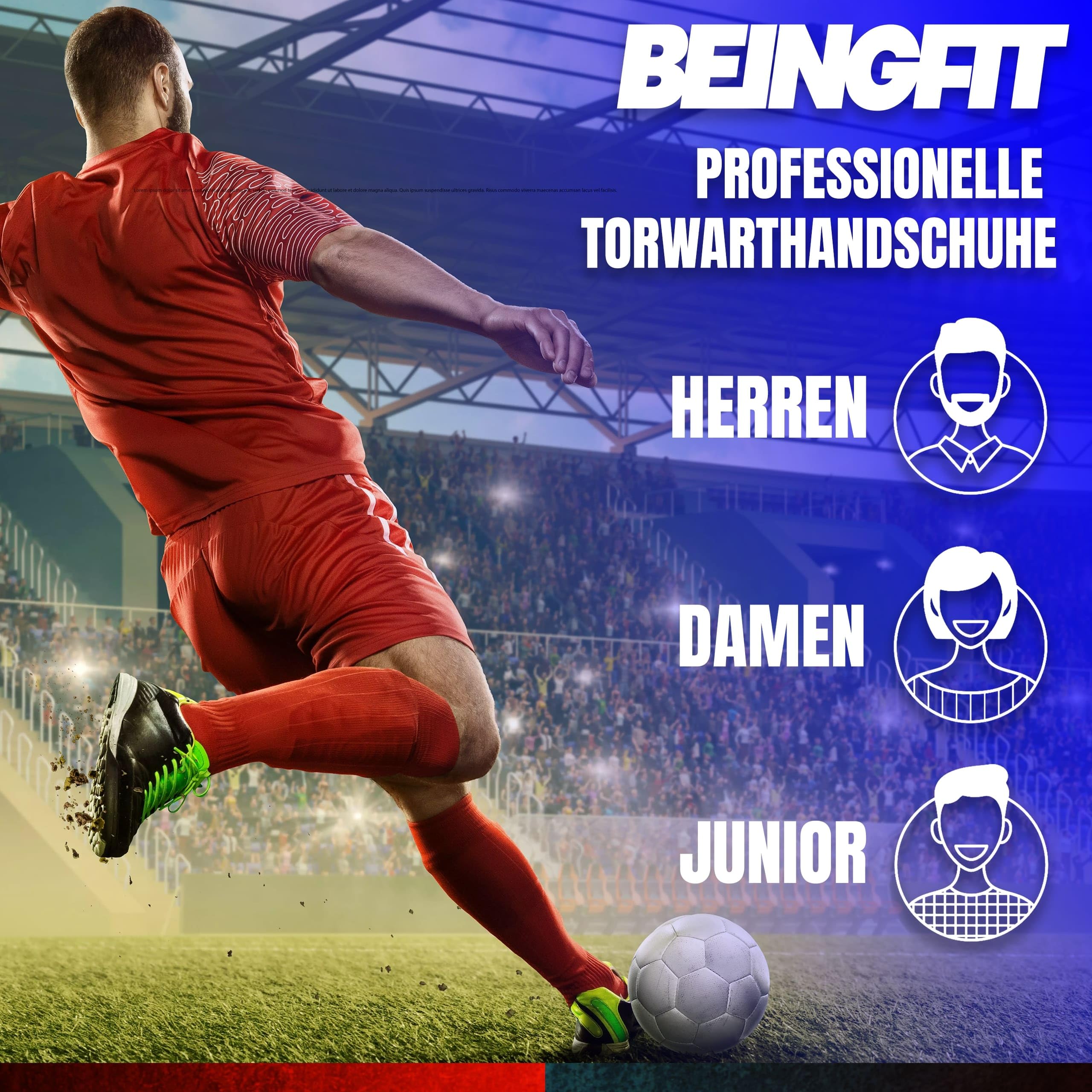 Torwarthandschuhe Herren & Kinder - Fußball Handschuhe 4mm Latex (Schwarz/Rot, Größe 5, geeignet für 9-12 Jahre)
