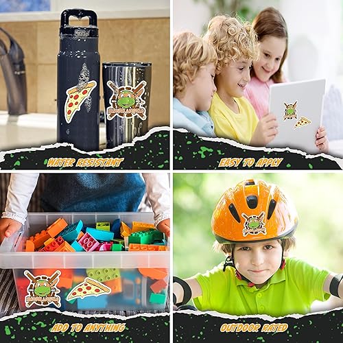 Miniatura 2 de TMNT Teenage Mutant Ninja Turtles Mikey - Juego de 3 calcomanías de tortuga ninja Michelangelo para coche, botella de agua, bicicleta, casco,