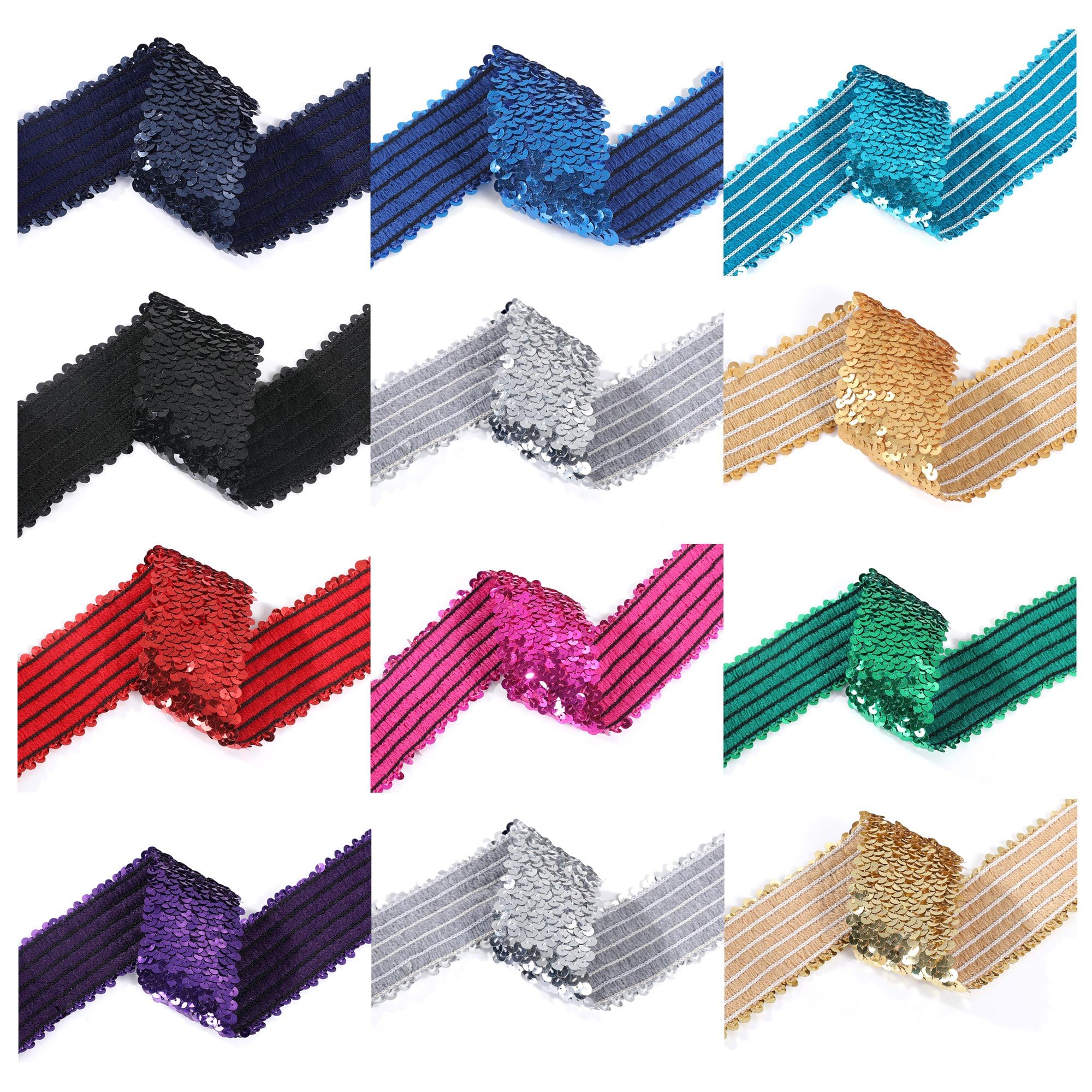 Stretch Sequin Elastic Trimming 5cms Deep, 11 Colors Washable for Sparkle Cocktail Costume Dressmaking and Decoration. 2cms and 3cms Also Available. Neotrims UK. Antique Gold 1 Meter
