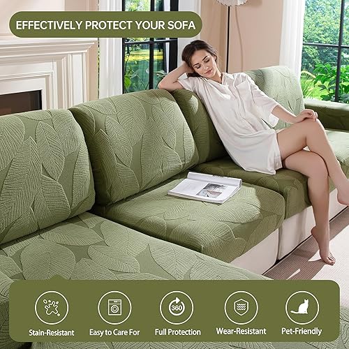 Miniatura 6 de Fundas de sofá para sofá seccional, fundas de cojín suaves y elásticas lavables para sofá en forma de L, fundas antideslizantes para decoración de