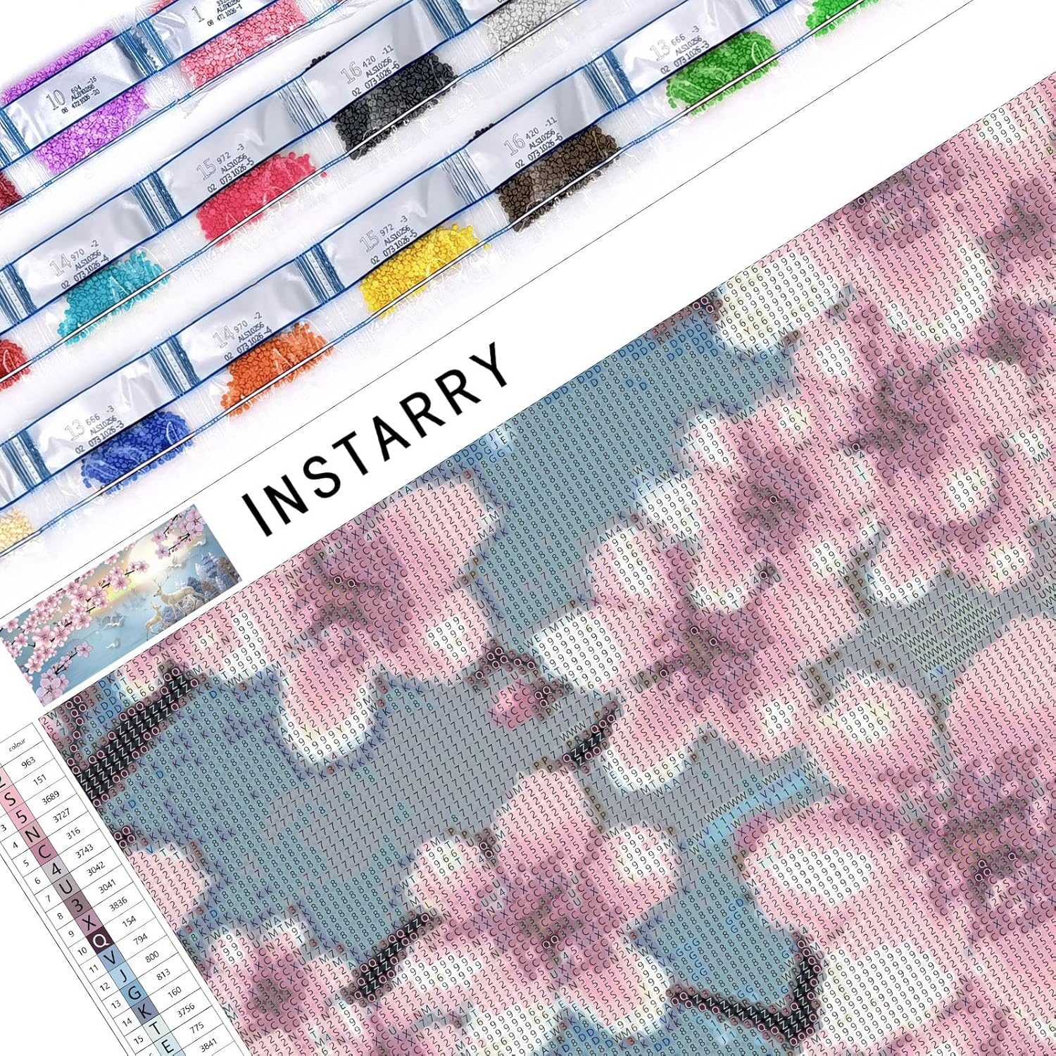 Instarry 5D Diamond Painting Kits Full Drill Flower and Deer Rhinestones Cross Stitch Wall Decorations for Living Room Craft Kits 39.4x15.7 inch