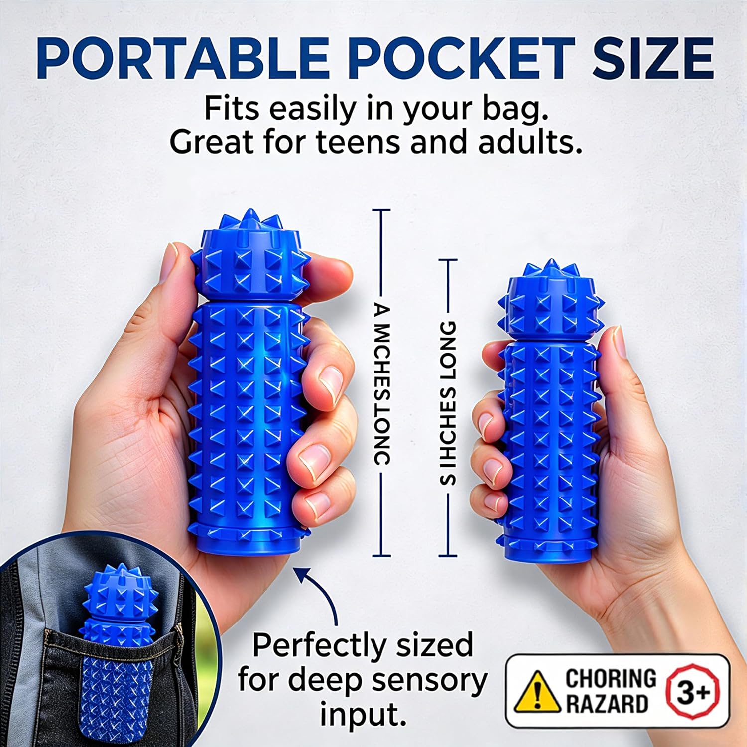 Silicone Spiky Sensory Roller, Quiet 360 Fidget Spinner | 6-in-1 Textures,Hand Massager for Stress Relief,Pocket-Sized Focus,Washable & Durable, for Autism ADHD