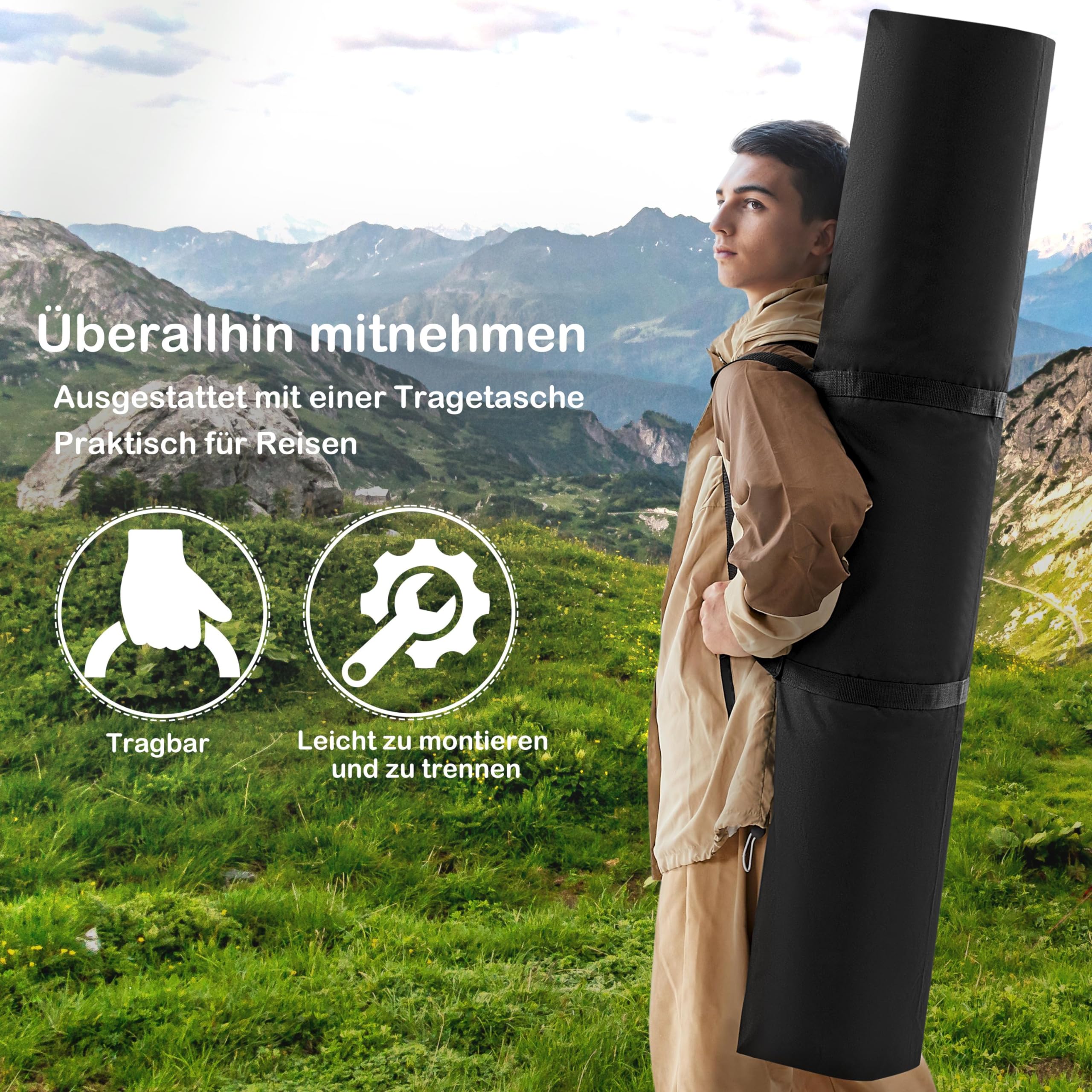 Yaheetech Hängematte mit Gestell & Kissen, XXL Doppelhängematte mit Ständer bis 216 KG Belastbar für 2-3 Personen, Höhenverstellbarer Hammock für Outdoor & Indoor, Blauer Streifen | XXL Doppelhängematte Belastbar für 2-3 Personen, Höhenverstellbarer Hammo