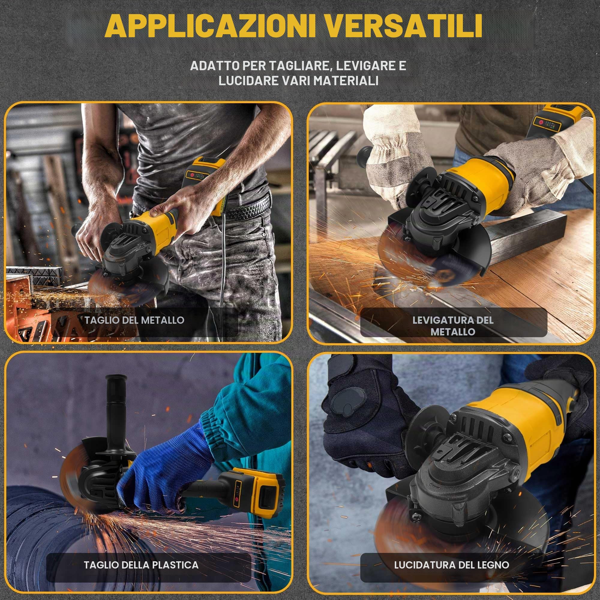 Smerigliatrice angolare a batteria da 125 mm per DE walt 20 V MAX, senza spazzole 8500 giri/min, compatta e professionale con 3 velocità variabili, ideale per tagliare, levigare e lucidare (senza