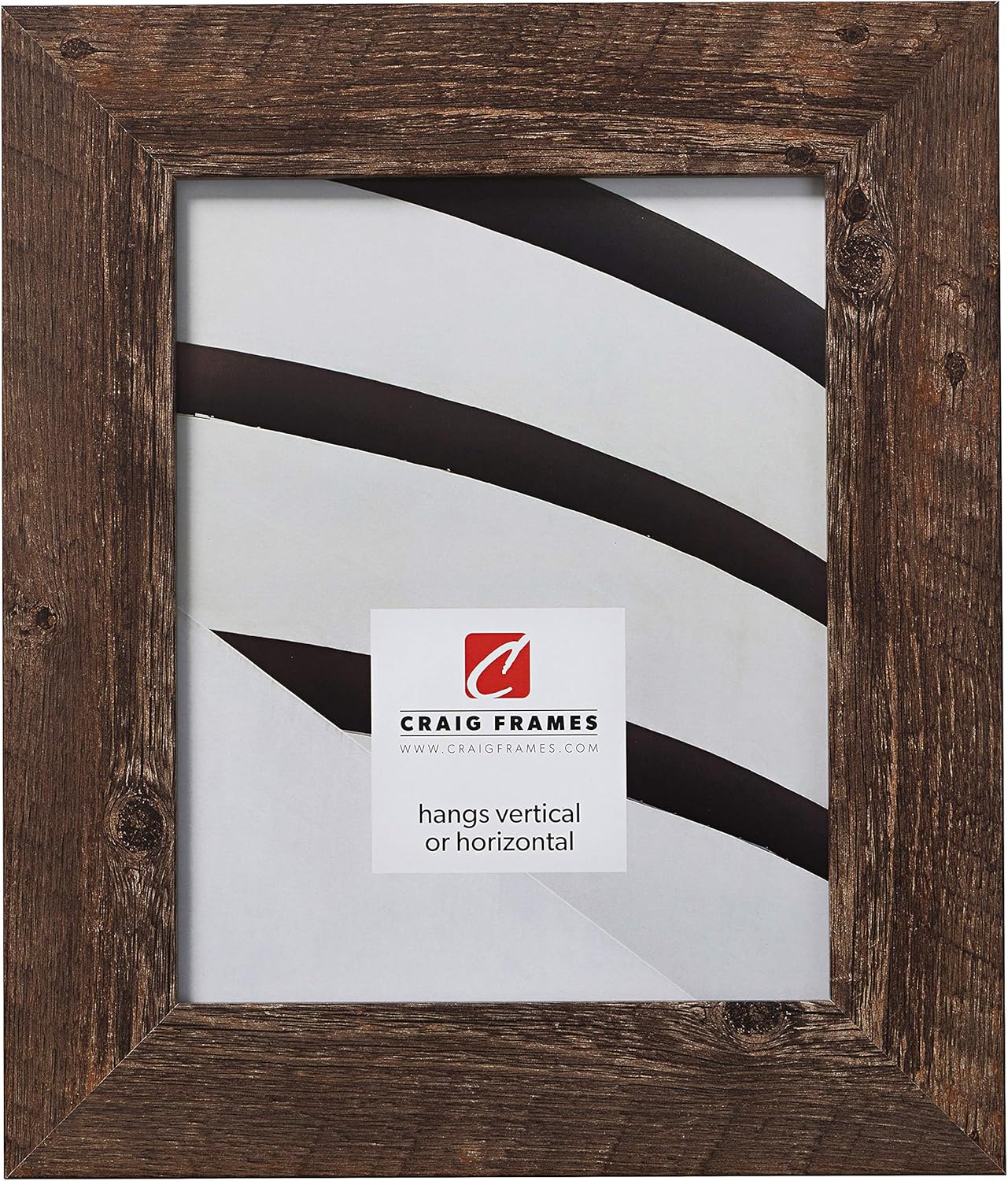 Craig Frames American Barn, Faux Barnwood Picture Frame, Brown Oak, 8 x 10 Inch