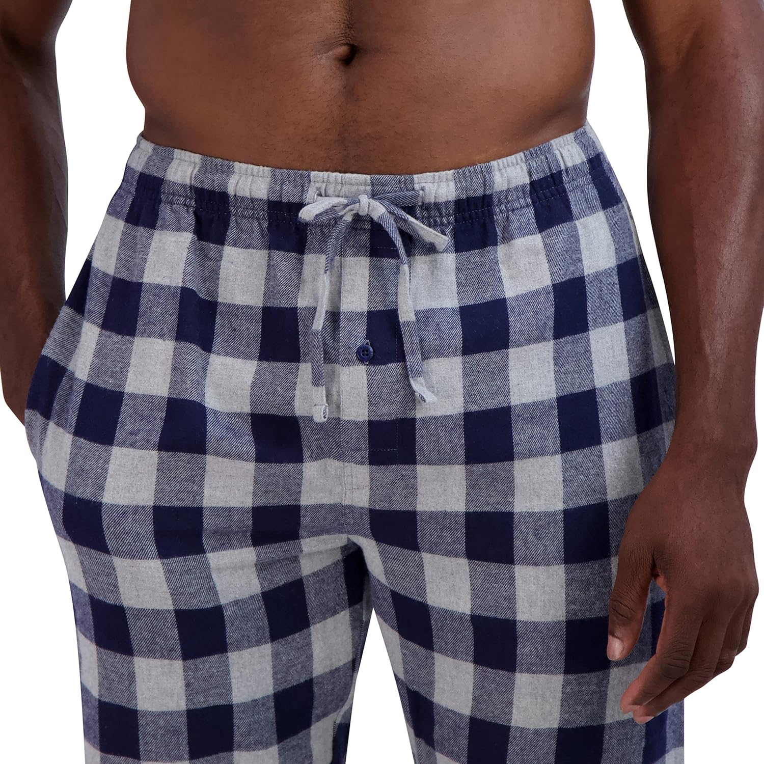 Hanes Ultimate Men’s Flannel Pajama Pants, Plaid Cotton Loungewear, Pj Bottoms with Pockets, Extended Sizes - Image 7