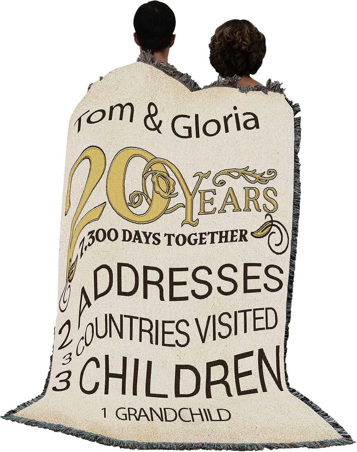 Pure Country Weavers 20th Anniversary Blanket - Personalized - Custom Gift Tapestry Throw Woven from Cotton - Made in the USA (72x54)