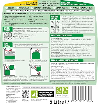 Roundup Weedkiller Total Optima, pump spray, 5 litre REFILL