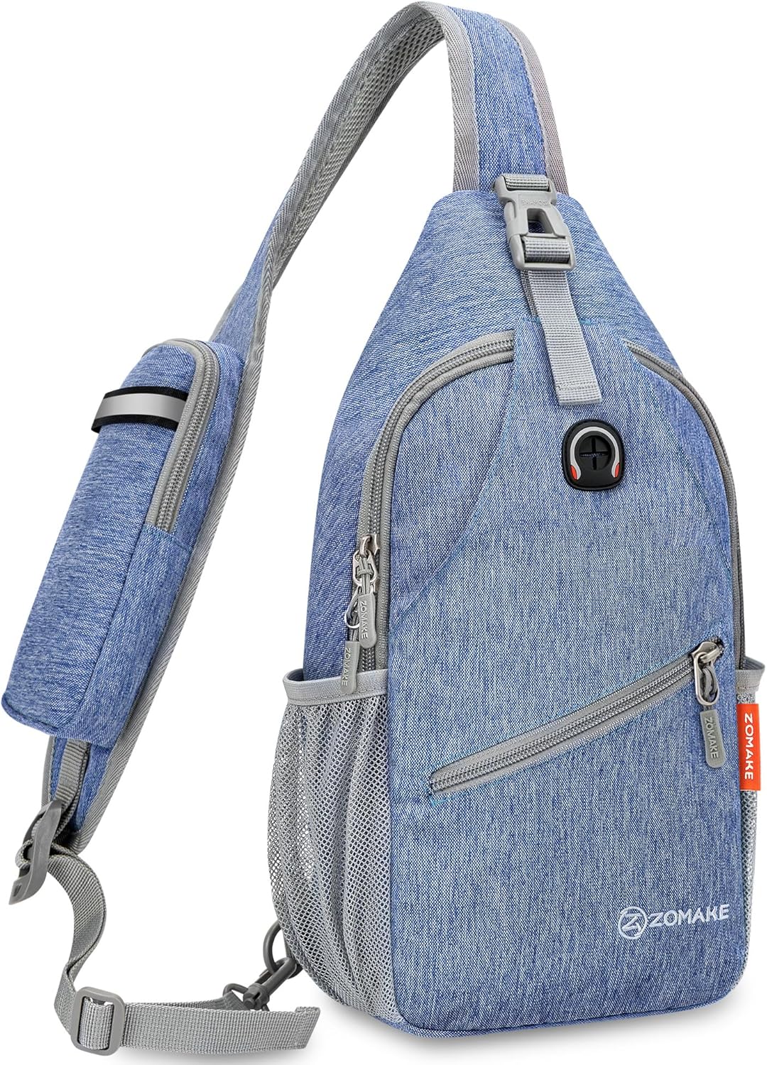 ZOMAKE Sling Bag,Small Crossbody Sling Backpack,Water Resistant Shoulder Daypack for Travel,Anti Thief Chest Bag for Hiking(Light Blue)