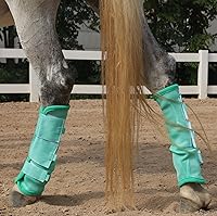 Vista 19 de LEAFOREST Horse Fly Boots Set of 4 - Non Slip Leg Protection for Donkey Mini Pony Draft, Breathable Mesh Fly Boots for Pasture & Barn Use Grey Full