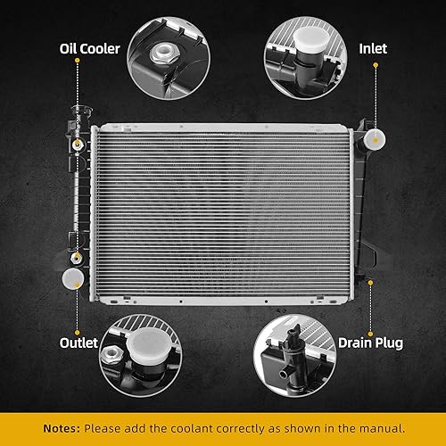 Miniatura 6 de DWVO Radiador compatible con Ford F-150 F-200 F-250 F-250 HD F-350 Bronco 5.0L 5.8L V8 DWRD1083