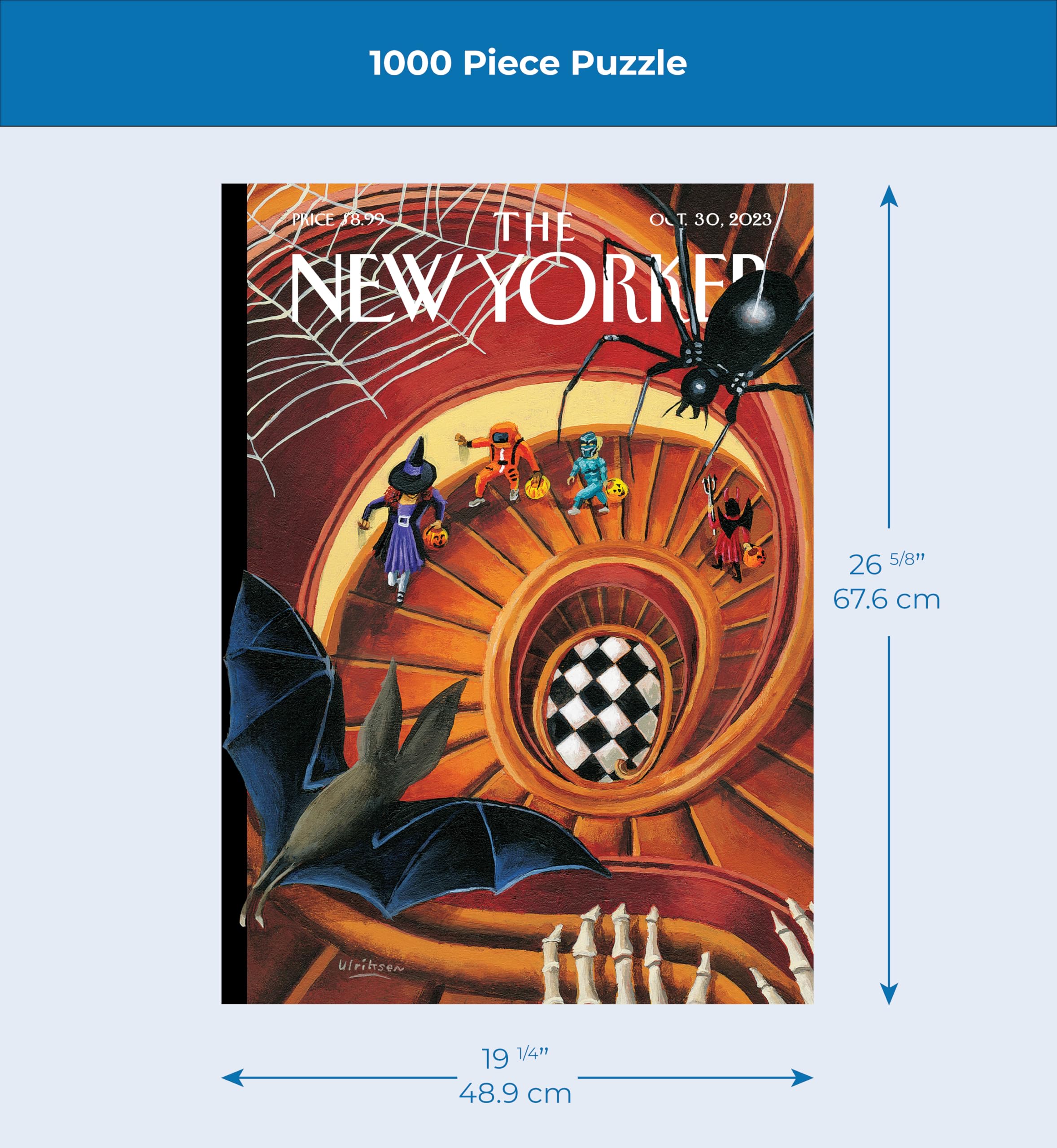 New York Puzzle Company - New Yorker Spooky Spiral - Puzzle da 1000 pezzi per serate di gioco in famiglia di Mark Ulriksen