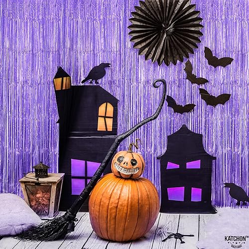 Vista 115 de KatchOn - Telón de fondo de flecos naranja extra grande de 6.4 x 8 pies, paquete de 2 Decoraciones de cumpleaños naranja Telón de fondo