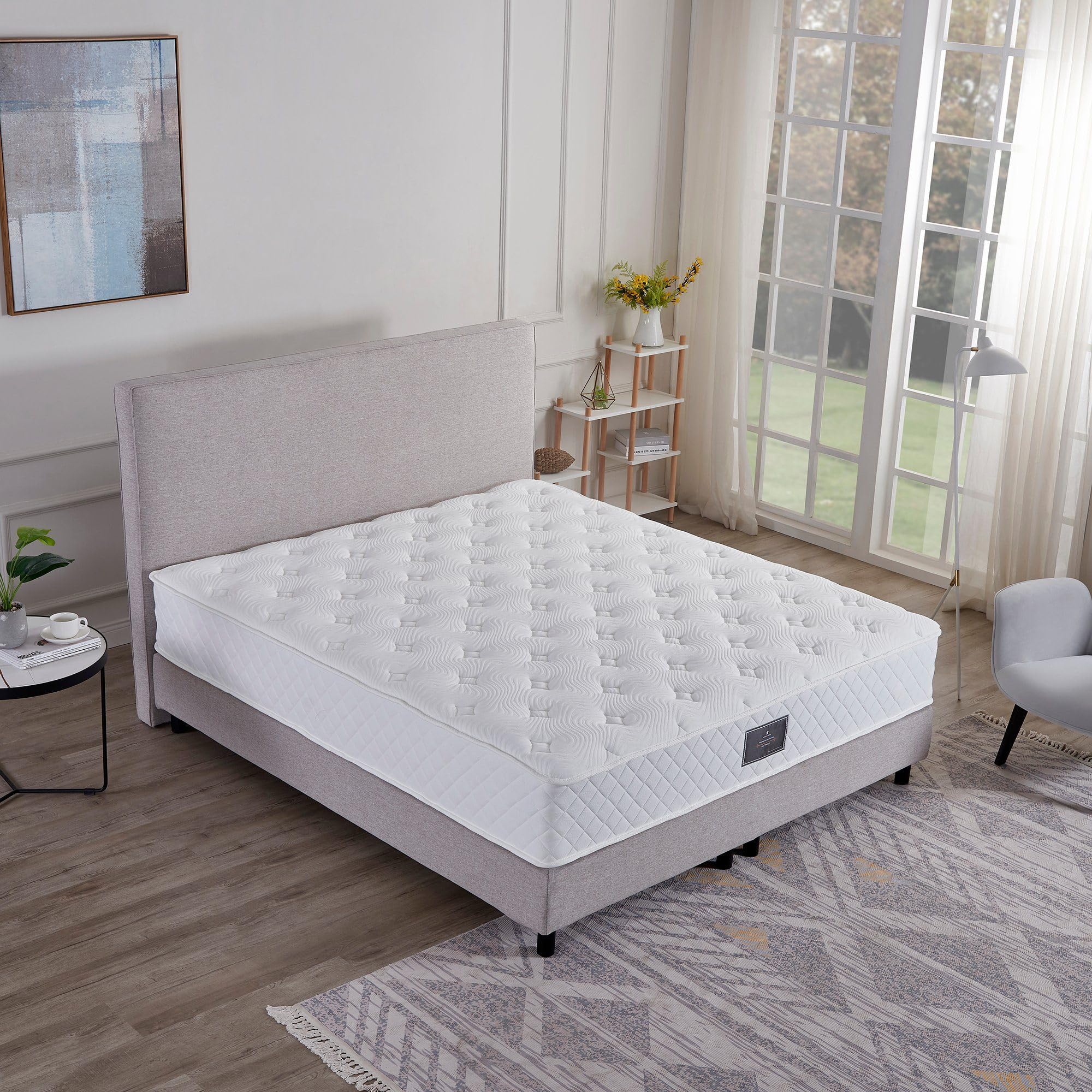 V6 Boxspringbetten 208 Bestes Preis-Leistungs-Verhältnis (Grau, 200 x 200 cm H3/H4)