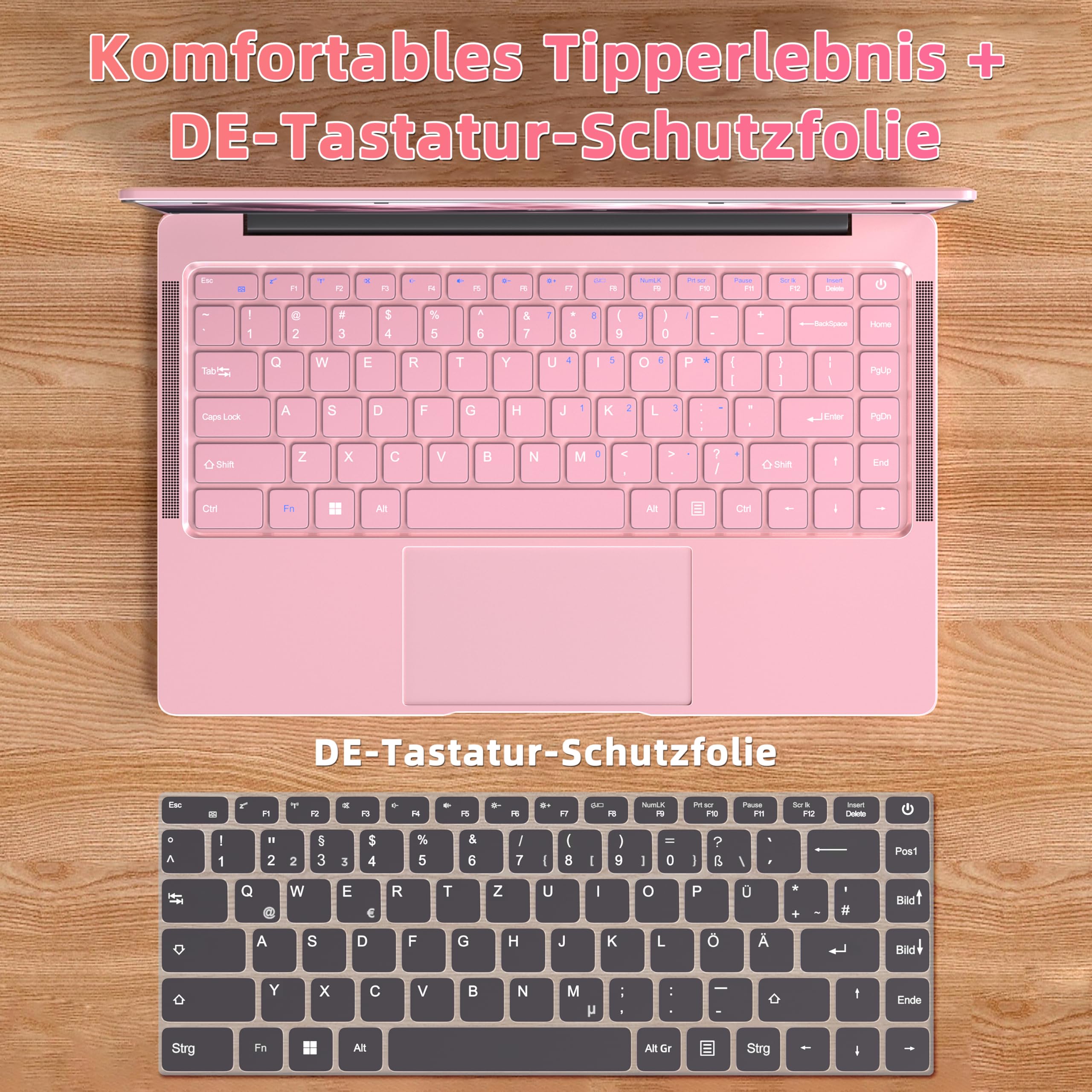 Computer portatile da 14", oro rosa, RAM DDR4, SSD da 128 GB, Quad-Core Celeron J4105 | Processore più veloce di N4000/AMD 3020e, FHD IPS, HDMI, Wi-Fi, Bluetooth, notebook ultra leggero e portatile per studenti