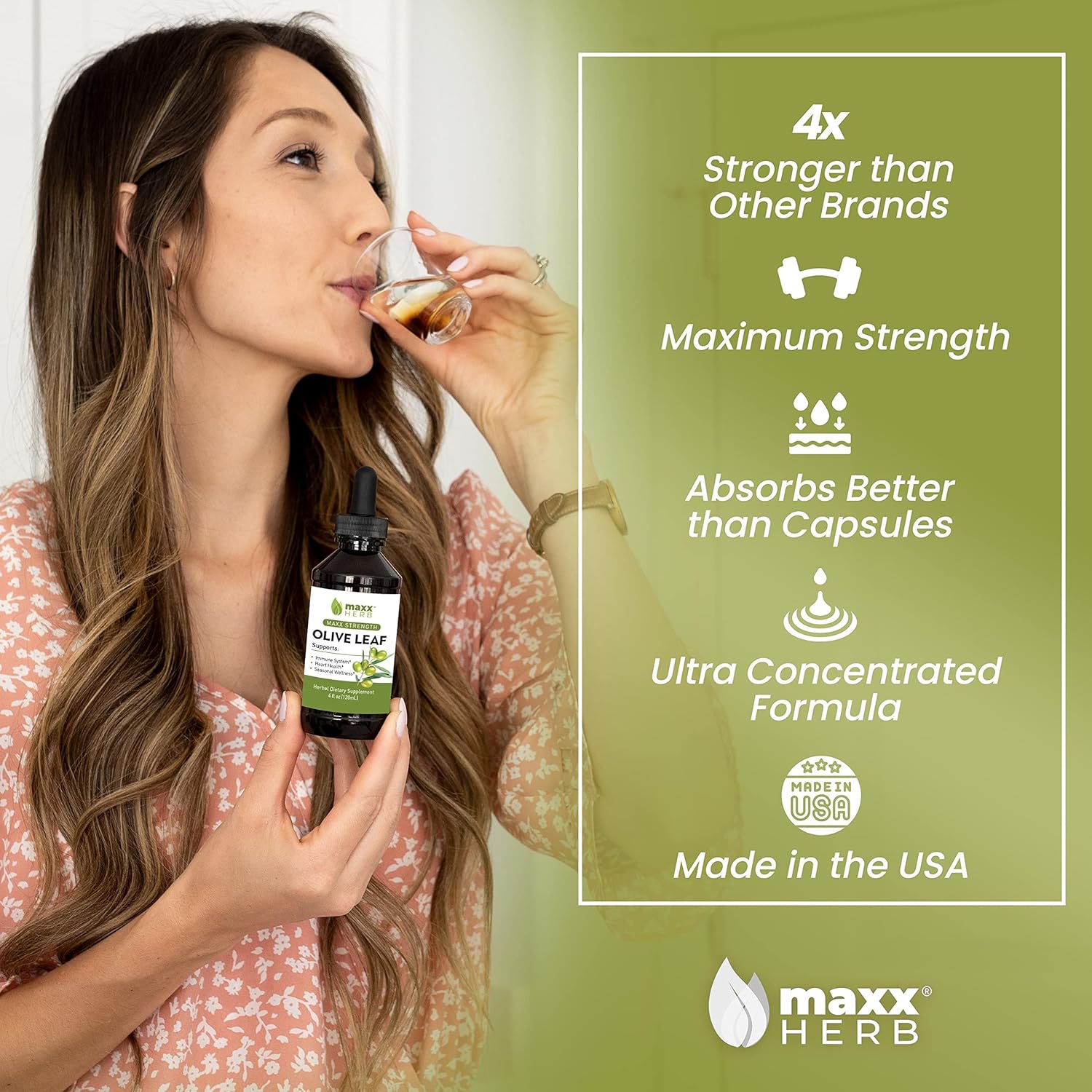 Maxx Herb Olive Leaf Extract – Max Strength Oleuropein Liquid Absorbs Better Than Capsules or Tea, for Immune Support, Heart Health, and Seasonal Wellness - 4 Oz Bottle (60 Servings) - Image 2