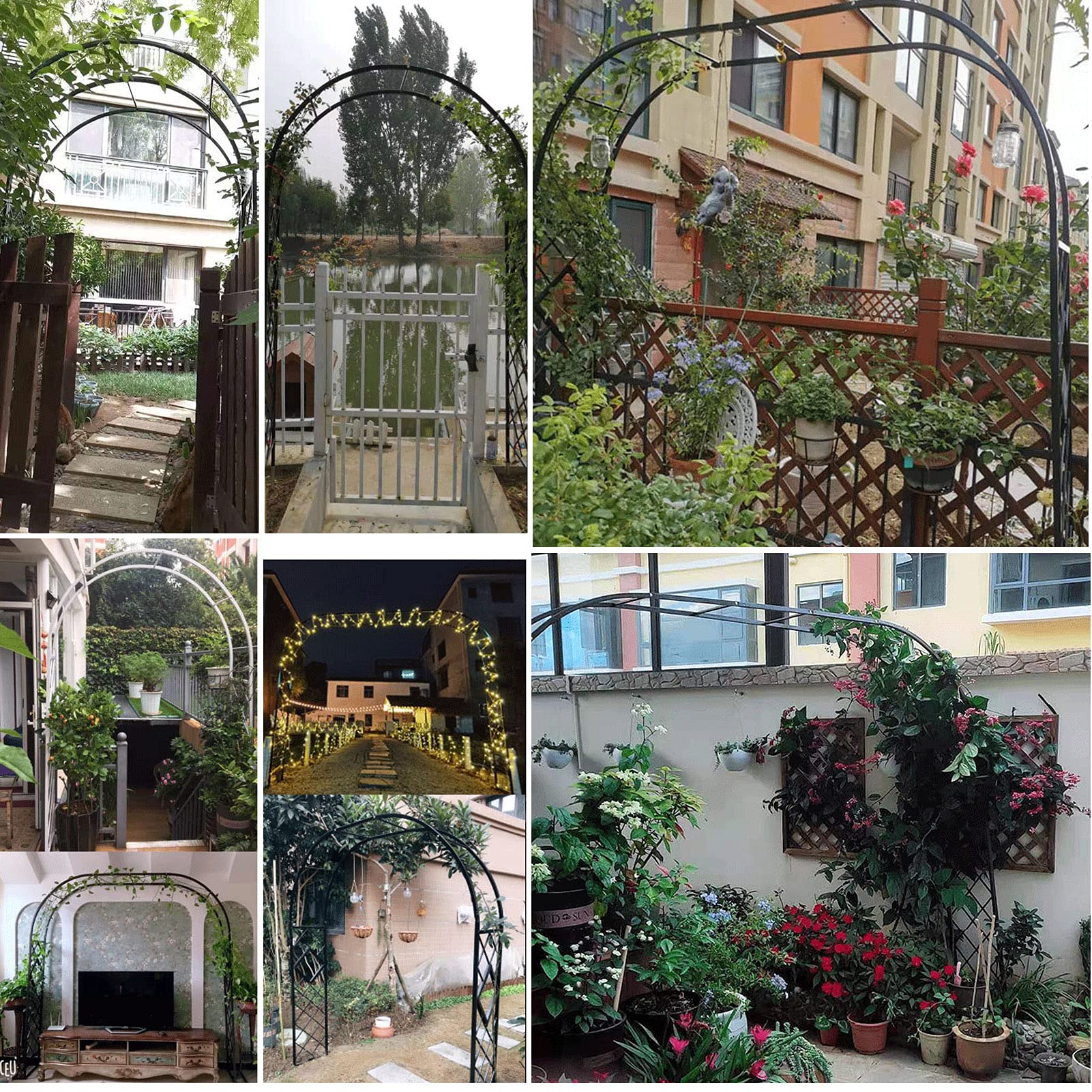 Łuk Ogrodowy, Łuk Różany 20 Mm Z Ocynkowanej Rury Stalowej, Do Roślin Pnących, Pergola Do Użytku Wewnątrz I Na Zewnątrz, Łuk Wspinaczkowy, Kratka, Odporny Na Warunki Atmosferyczne, Z Podstawą, Osłona