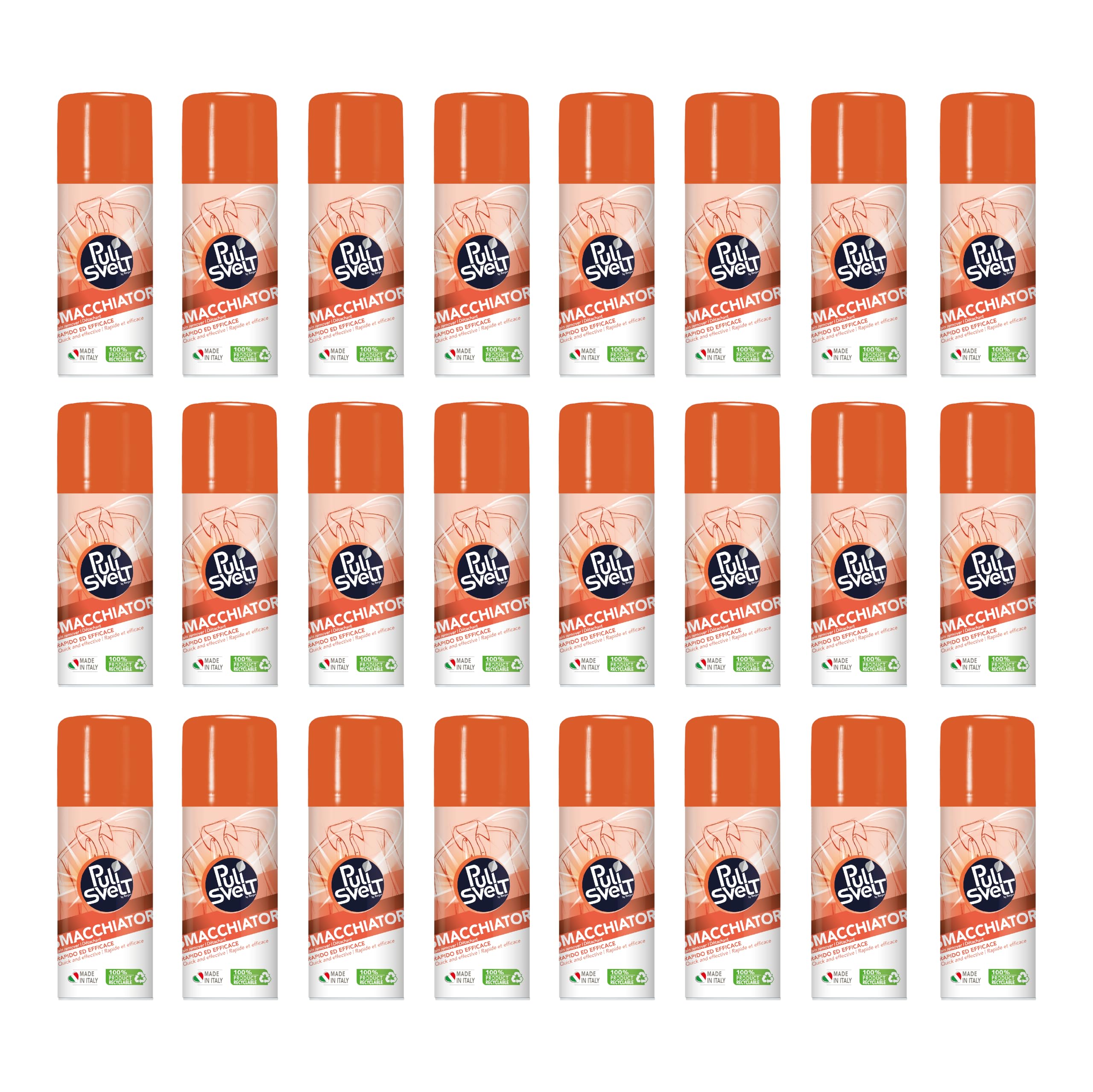 PULISVELT | Smacchiatore a Secco per Tessuti e Indumenti, Rapido ed Efficace, Formula a Secco Antimacchia, 150 ml, Confezione da 24 Pezzi