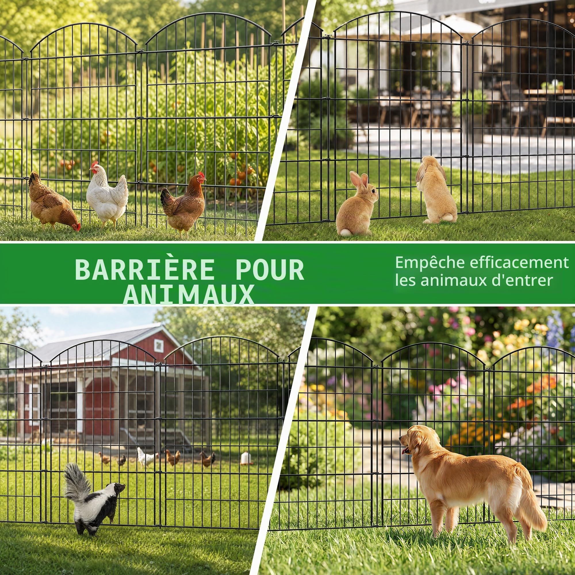 Thealyn Clôture de Jardin en Métal 101 cm H x 71 cm L, 5 Panneaux, 3,5 m Longeur Total, pour Chien et Animaux Domestiques, Clôture de Jardin, Cour, Terrasse, Parterre de Fleurs,Garden Fence