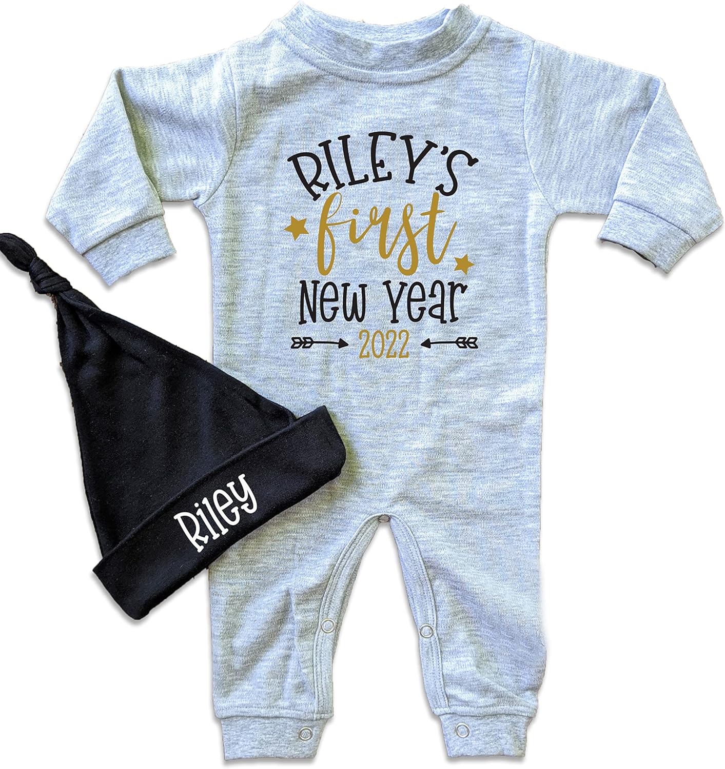 Baby's First New Year Outfit Romper Onesie, Personalized PJs Pajamas
