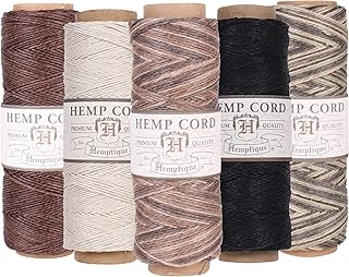 Hemptique 100% Natural Hemp Cord Spool Value Pack – 205ft ~ 62.5m X 5 - ...