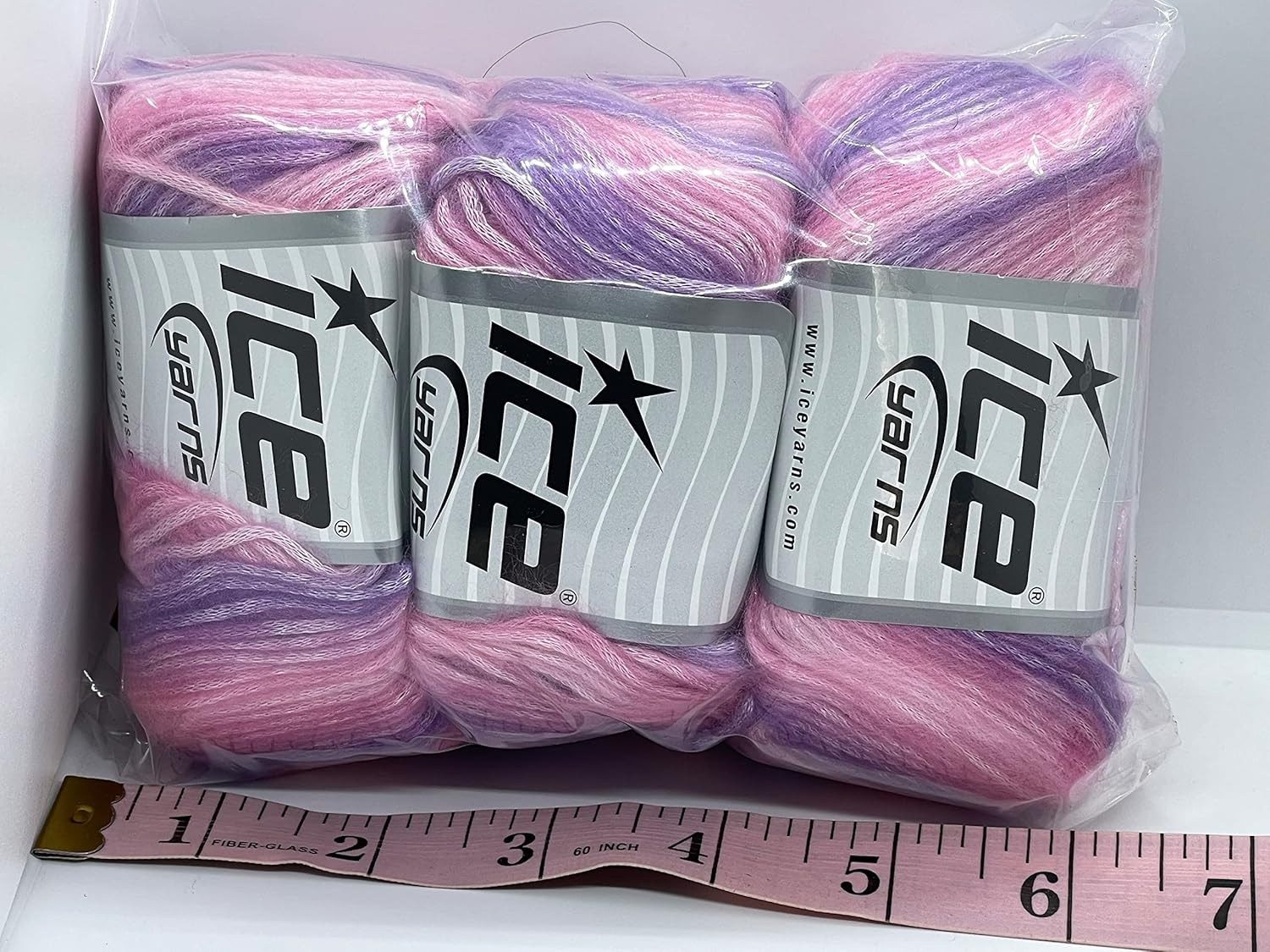 Ice Yarns Picasso 3 Pack - Pinks and Lilacs, Fuzzy with Subtle Sheen Worsted Weight, 3x125 Yards (3x115meters) 3x1.76 Ounces (3x50 Grams)