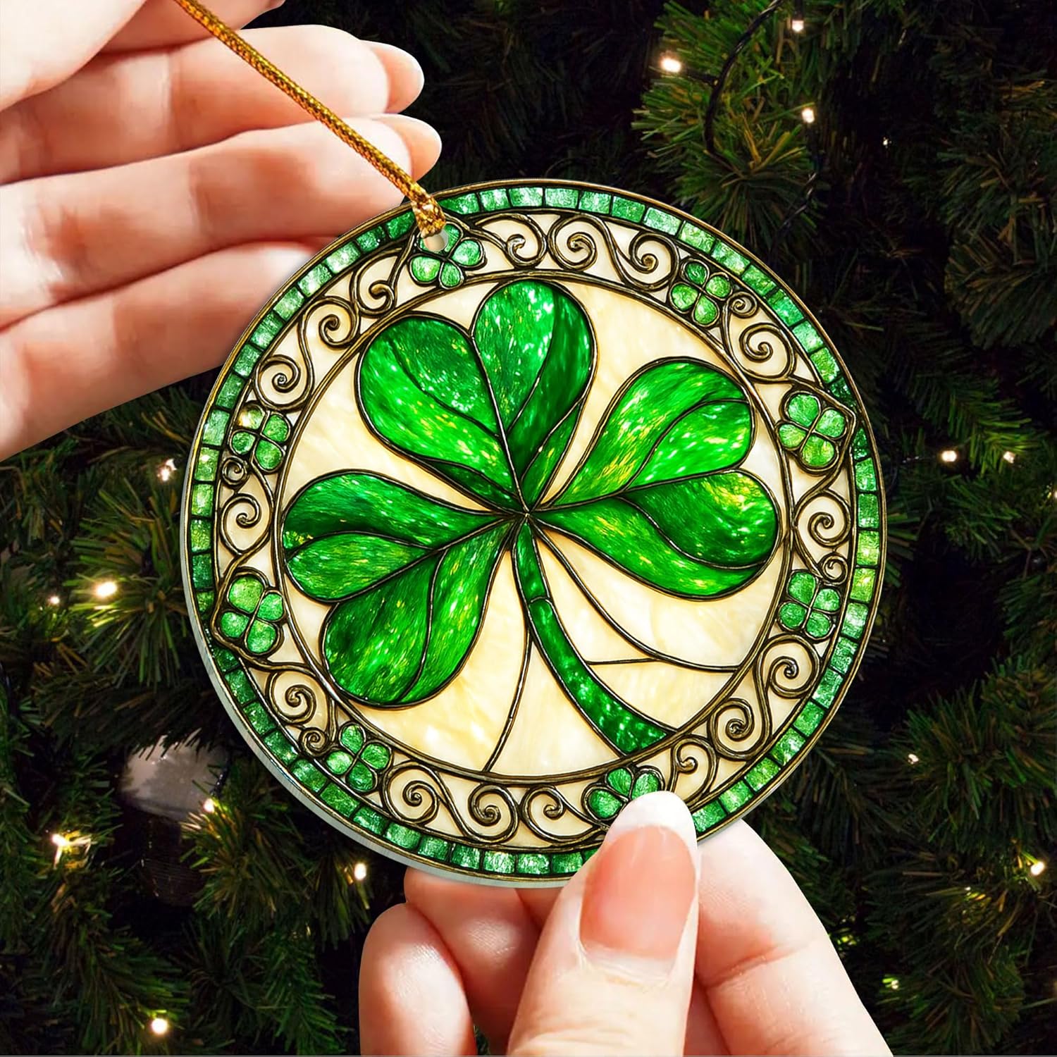Shamrock Acrylic Ornament, St. Patrick's Day Decoration, Irish Shamrock Gift, 4 Leaf Clover Ornament, Irish Sympathy Gifts - Image 4