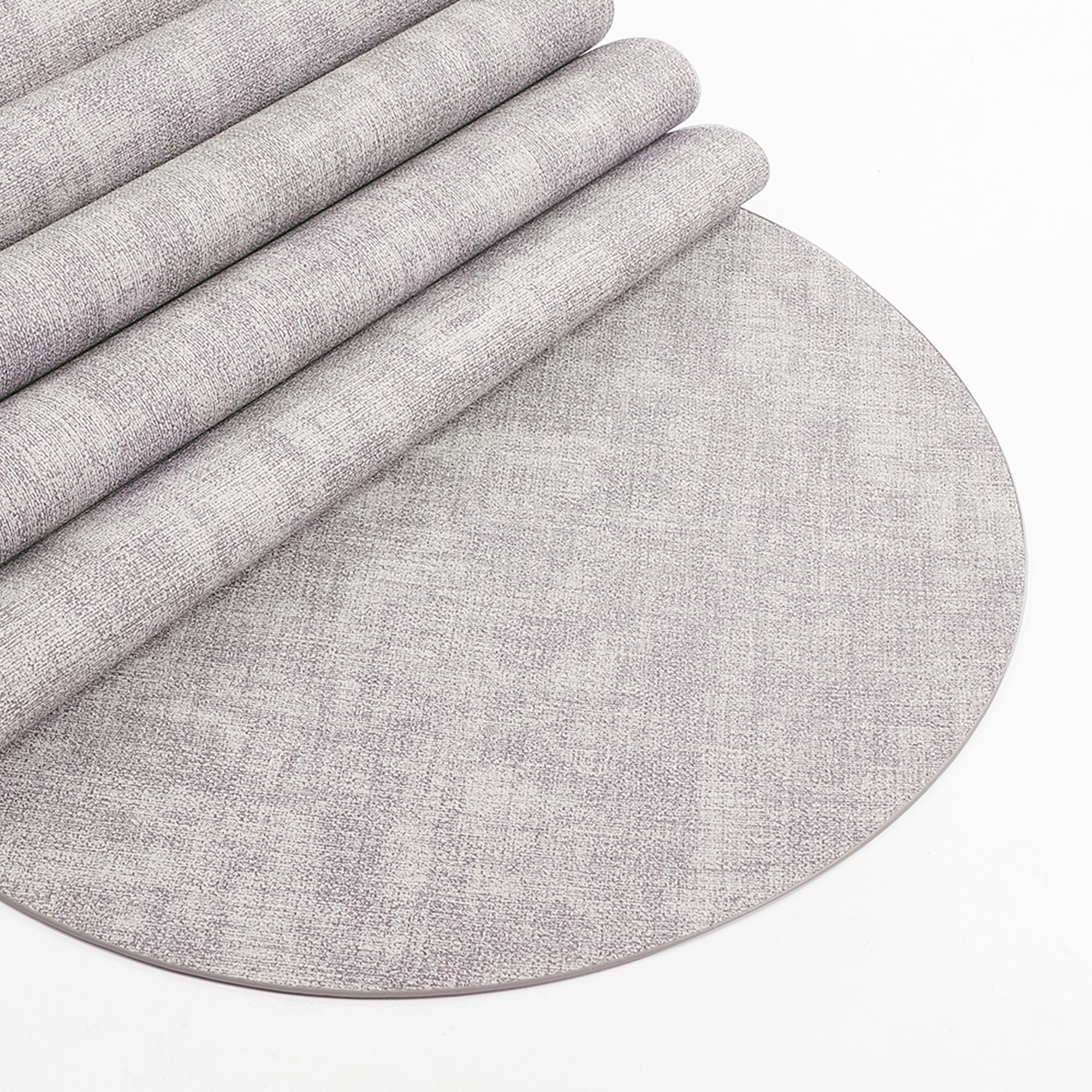 fanquare Grey Placemats and Coaster Set of 6 PU Leather Placemats Round Non-slip Heat Resistant Table Mats for Home Dining Kitchen Restaurant Hotel 34cm - Image 2