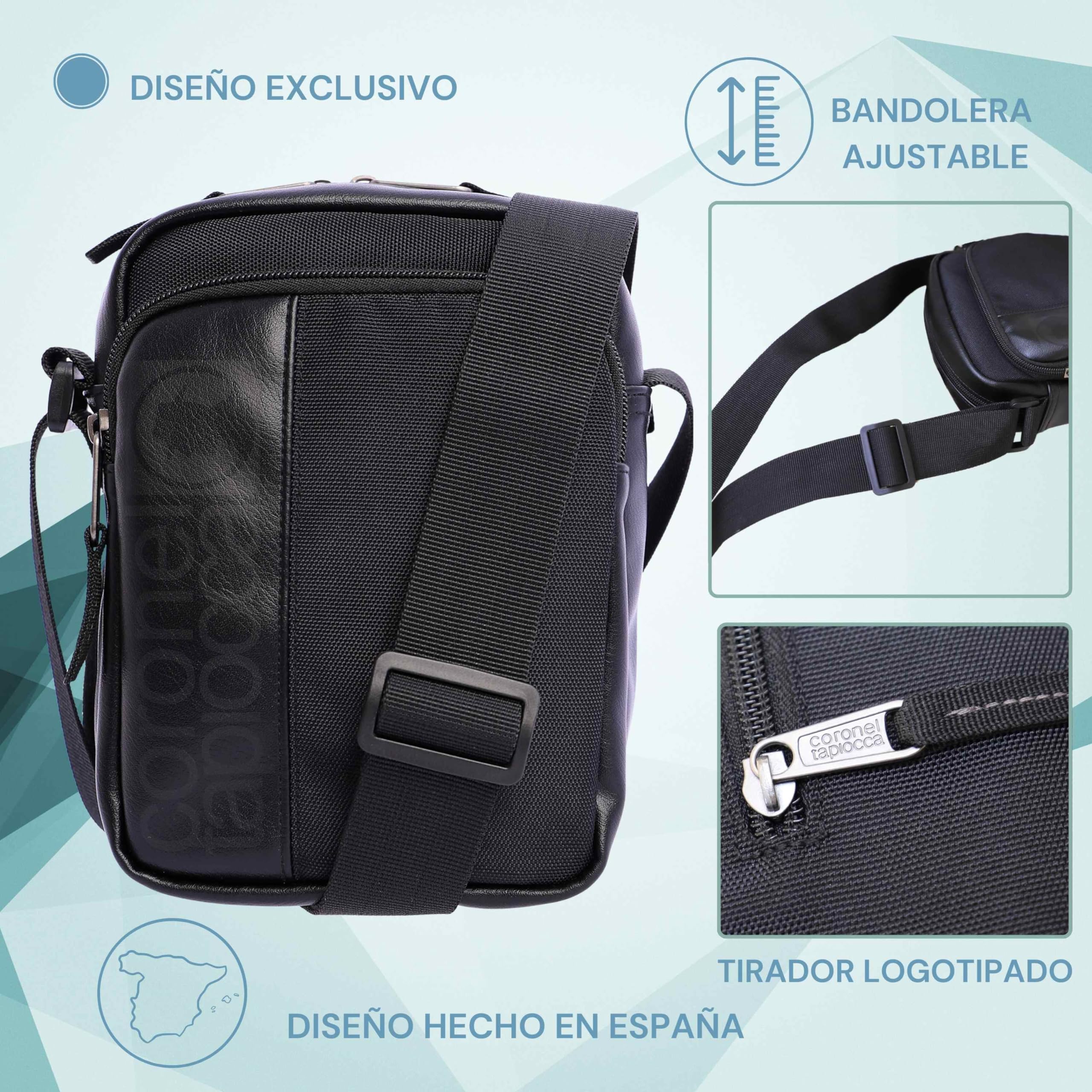 Coronel Tapioca – Bandolera para hombre estilo casual | Bolso hombre bandolera compacto con múltiples compartimentos | Ideal para uso diario, viajes o trabajo