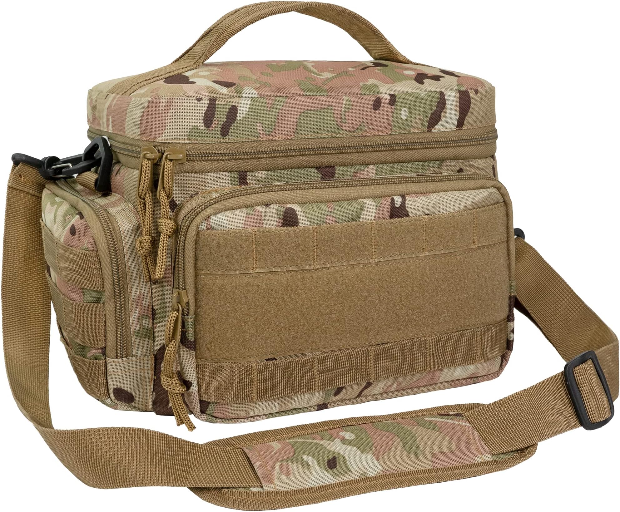 opux Tactical Lunch Box for Men Camouflage Men Insulated Lunch Bag for Adult, Leak Proof Soft Lunch Cooler with MOLLE Mesh Side Pocket, Multicam Heavy Duty Lunch Box Pail for Work Women Medium 10 Cans