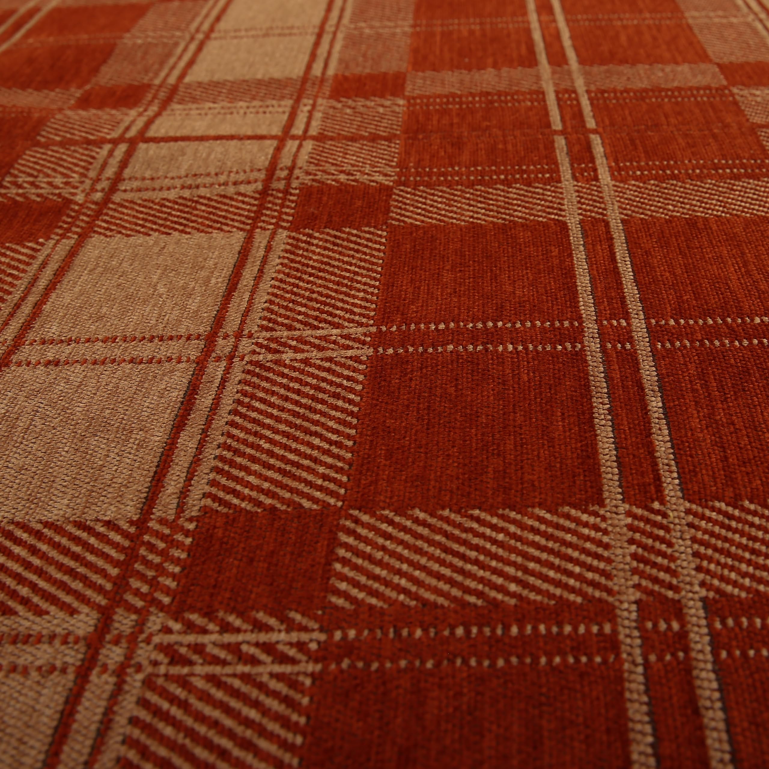Redbrick Mill Fabrics Flame Retardant Plain Checked Tartan Tapestry Pattern Soft Feel Chenille Upholstery Fabric by The Metre, Orange Peach (Per Metre) โ image 1