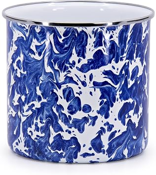 Golden Rabbit Enamelware Utensil Holder, Cobalt Swirl
